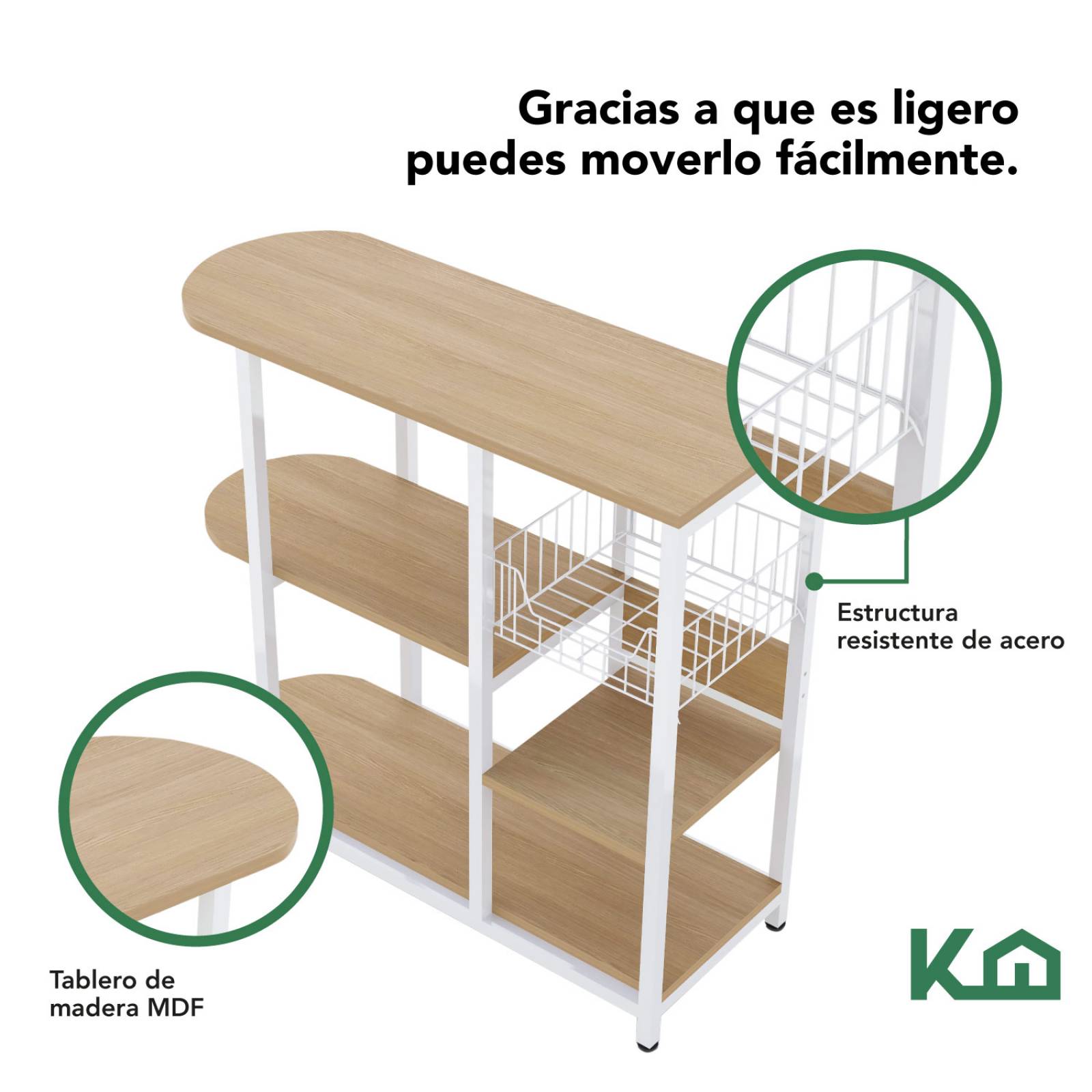 Rack Mueble Cocina Multiusos Horno de Microondas y Garrafón 