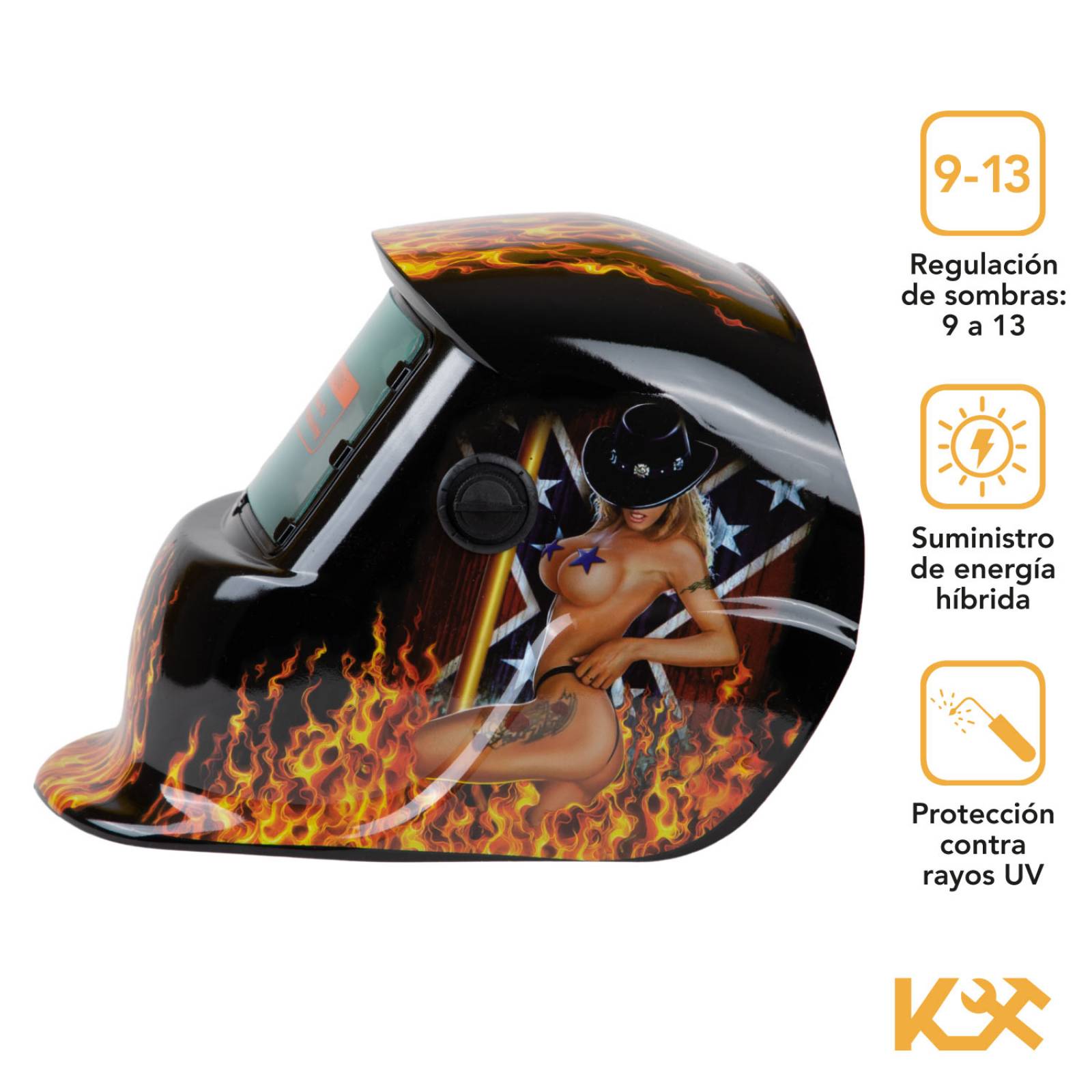 Careta Electrónica para Soldar Diseños Kingsman Flama