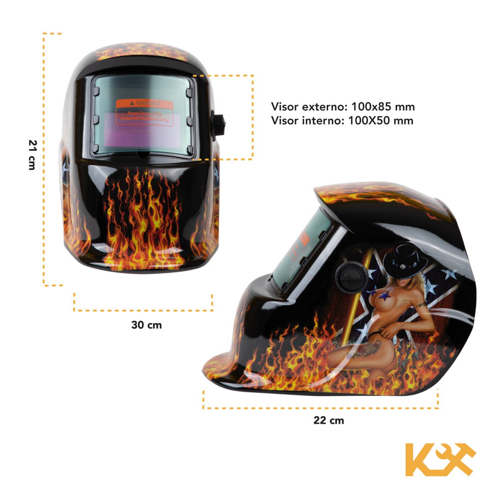 Careta Electrónica para Soldar Diseños Kingsman Flama