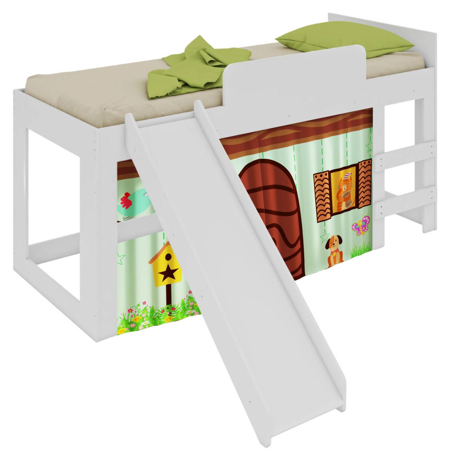 Cama Individual Resbaladilla Tobogán Blanca KingsHouse