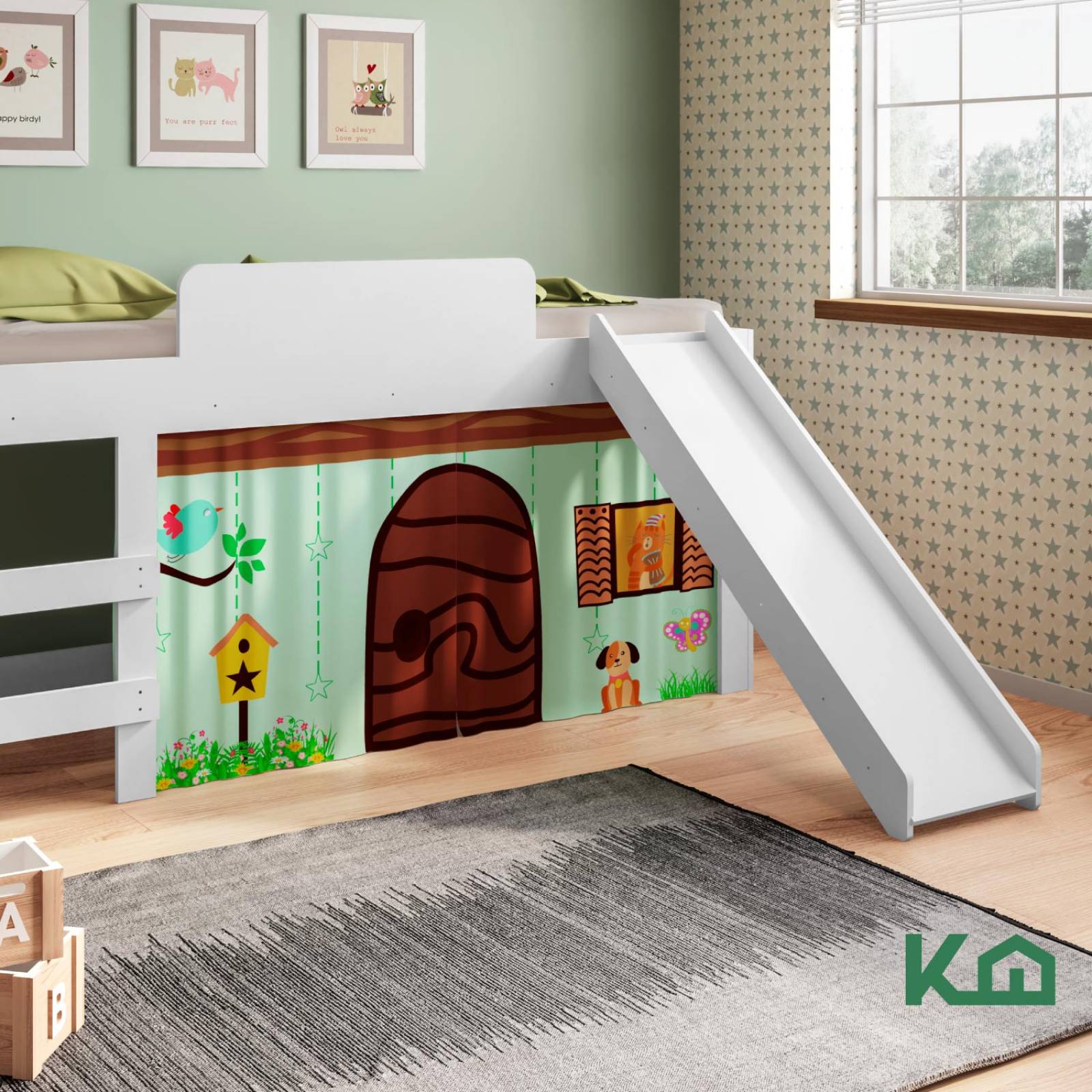 Cama Individual Resbaladilla Tobogán Blanca KingsHouse