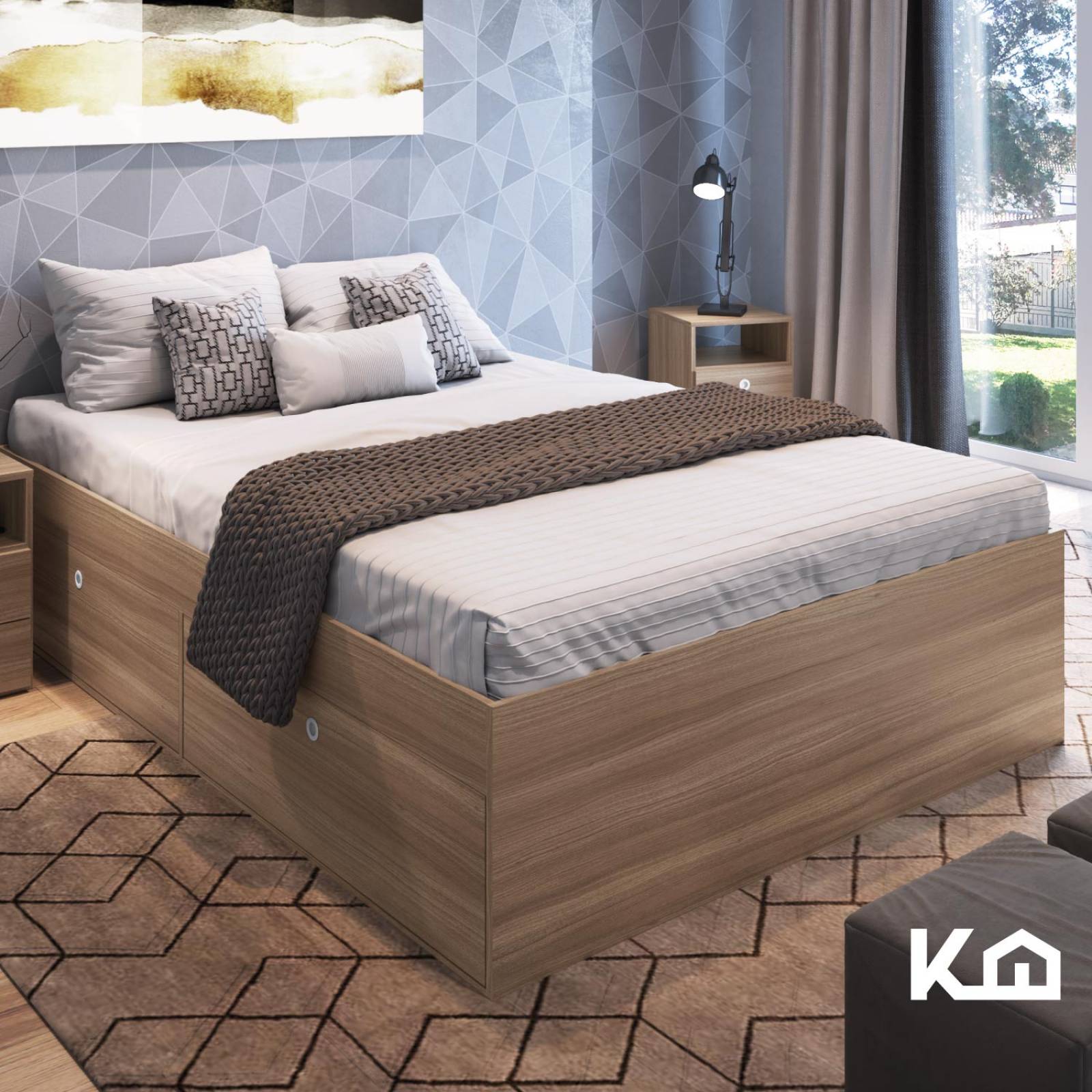 Base Cama Matrimonial Con Cajones Madera KingsHouse