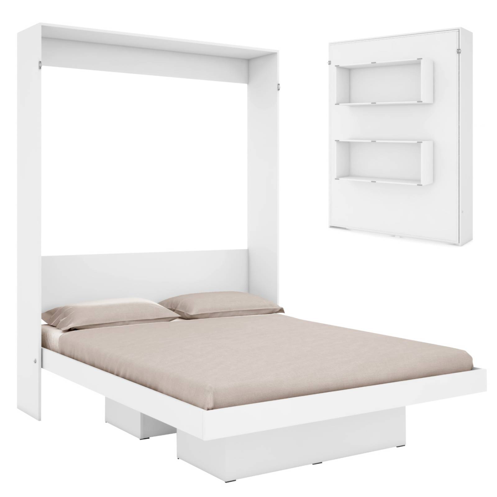 Base Cama Matrimonial Abatible Blanca KingsHouse Desmontable 