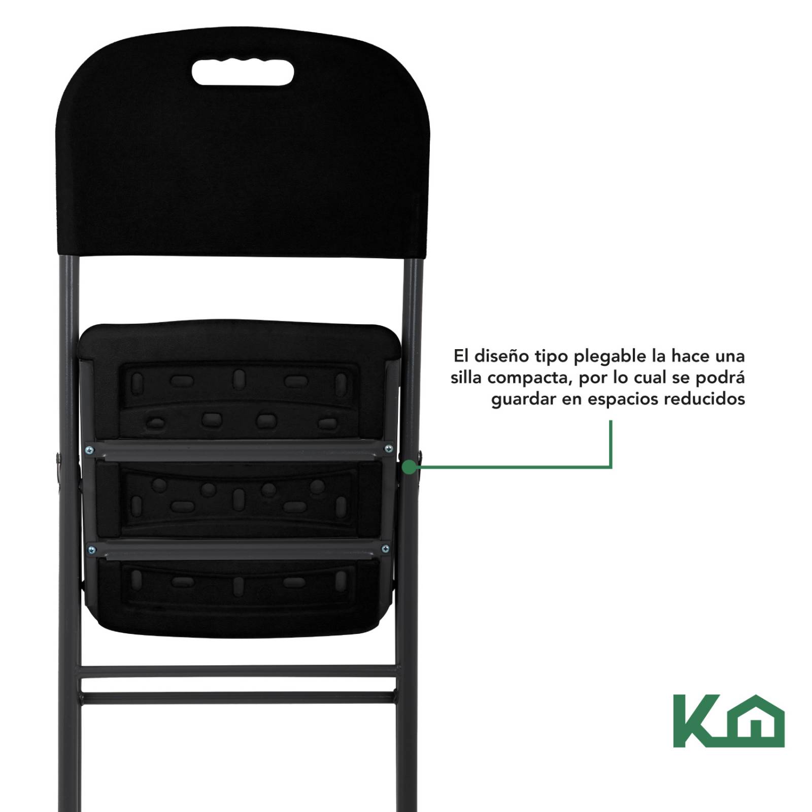 Silla Plegable Plastico Negra 45x50x88 cm KingsHouse 