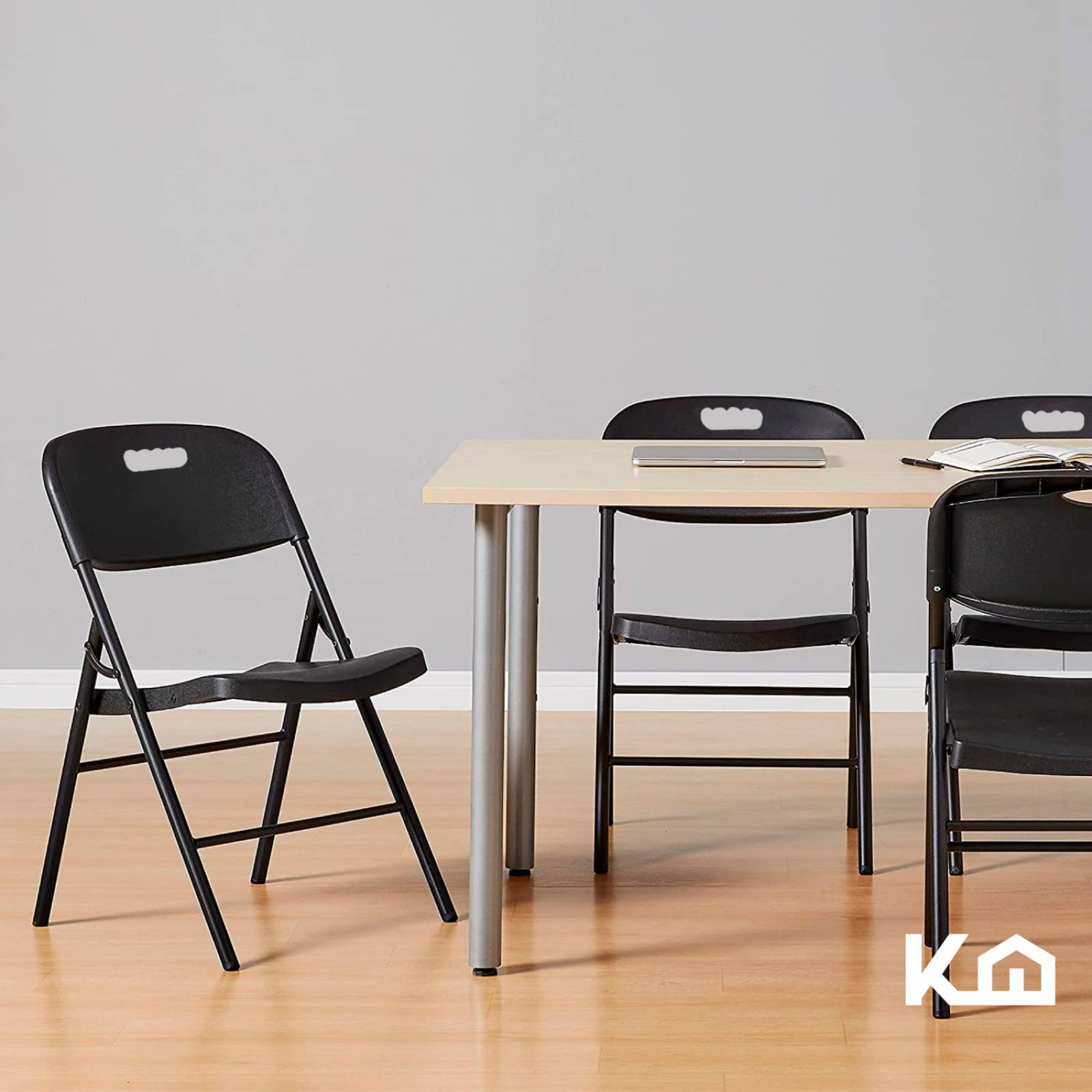 Silla Plegable Plastico Negra 45x50x88 cm KingsHouse 