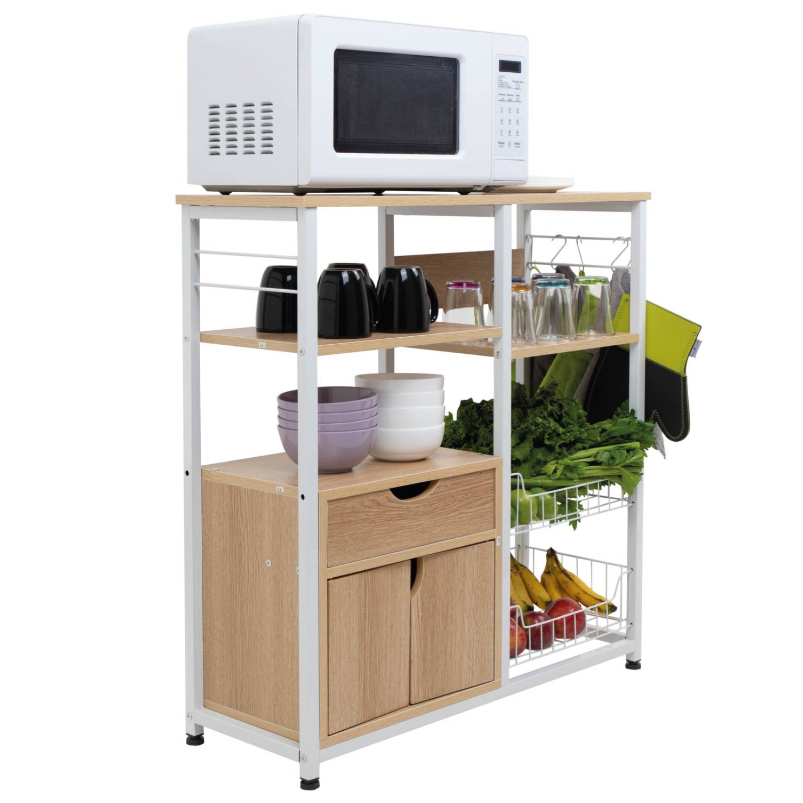 Rack Mueble Multiusos Cajon Repisas Microondas Cocina Hogar Café