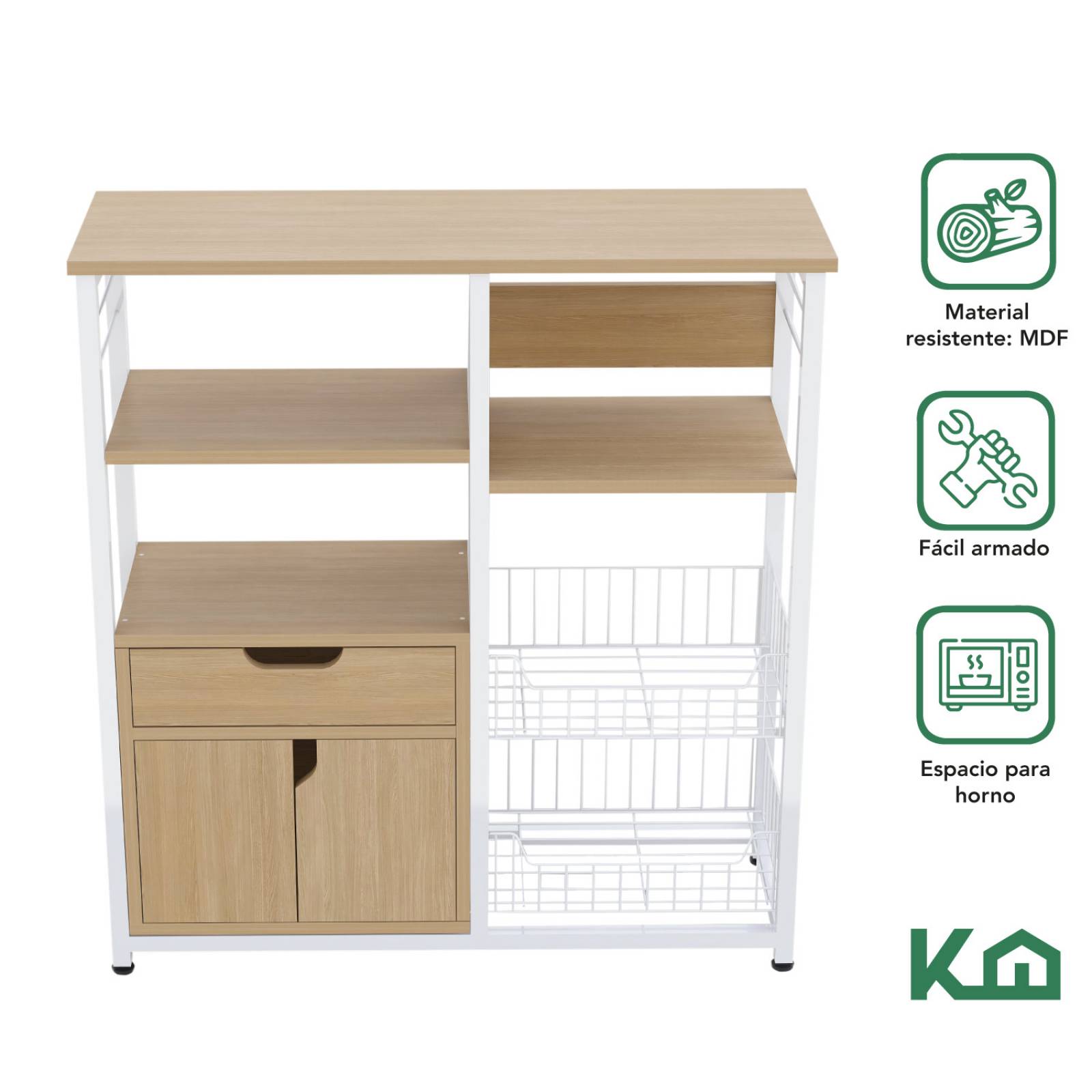 Rack Mueble Multiusos Cajon Repisas Microondas Cocina Hogar Café