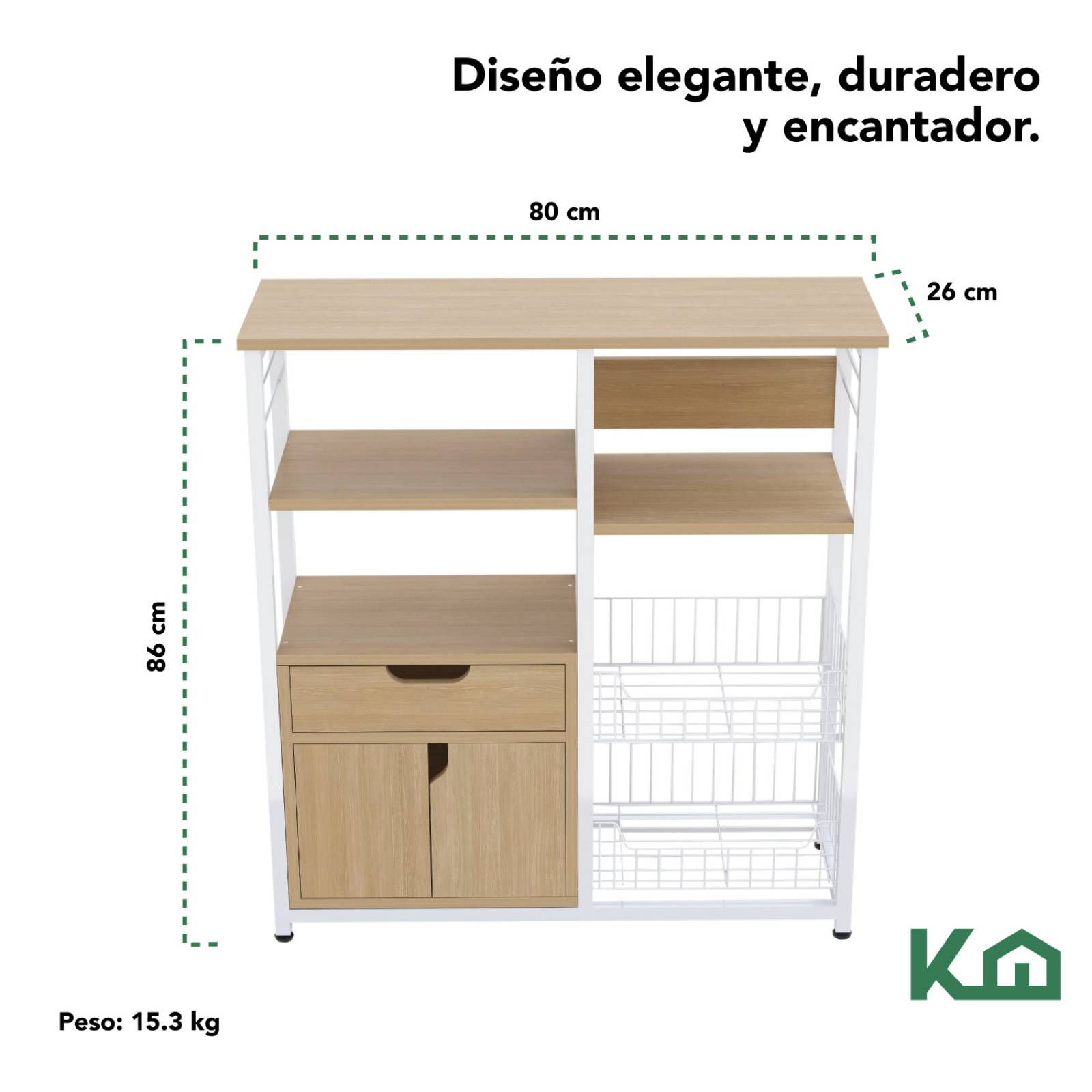 Rack Mueble Multiusos Cajon Repisas Microondas Cocina Hogar Café