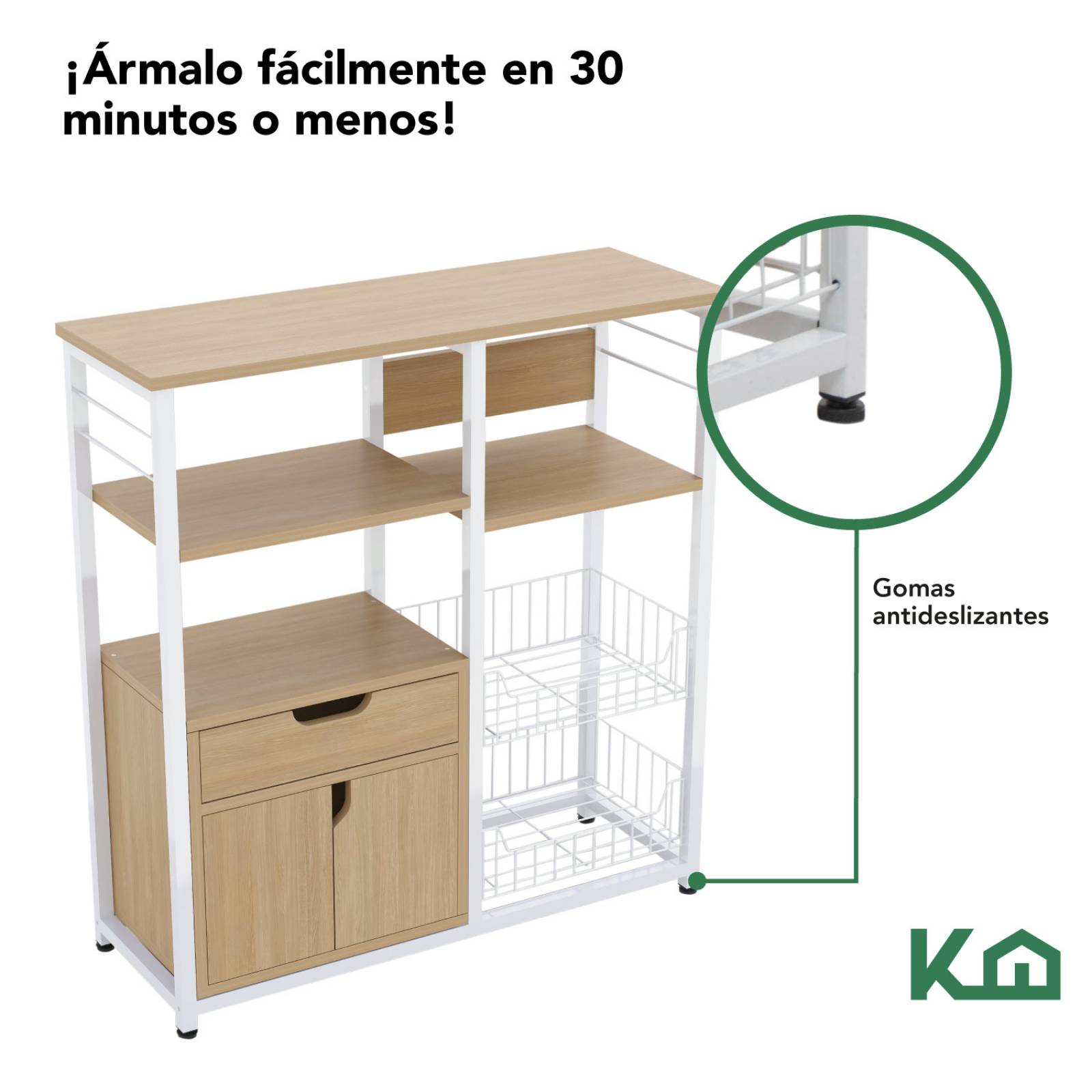 Rack Mueble Multiusos Cajon Repisas Microondas Cocina Hogar Café