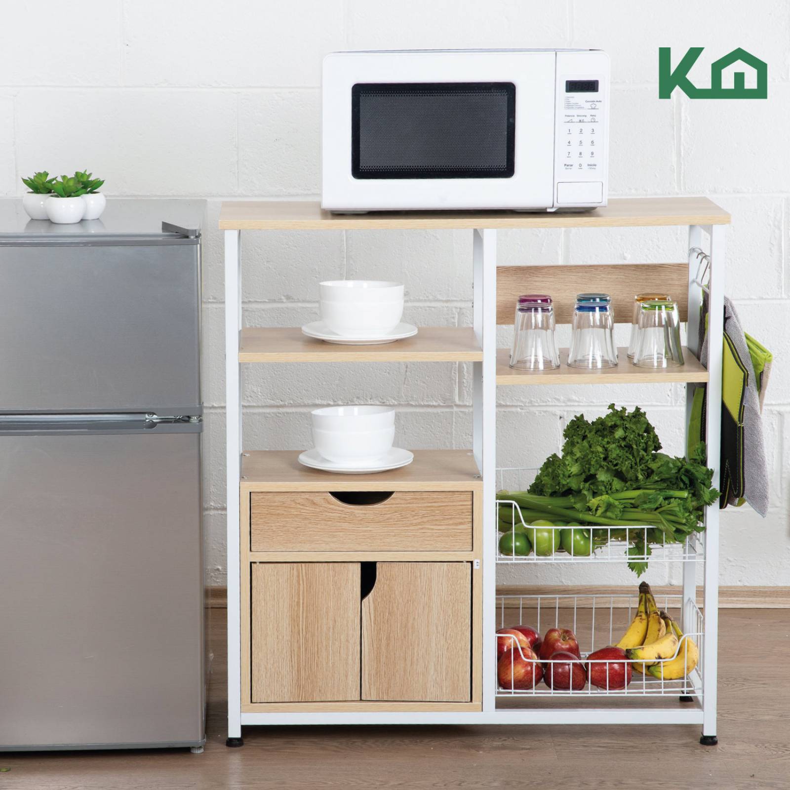 Rack Mueble Multiusos Cajon Repisas Microondas Cocina Hogar Café