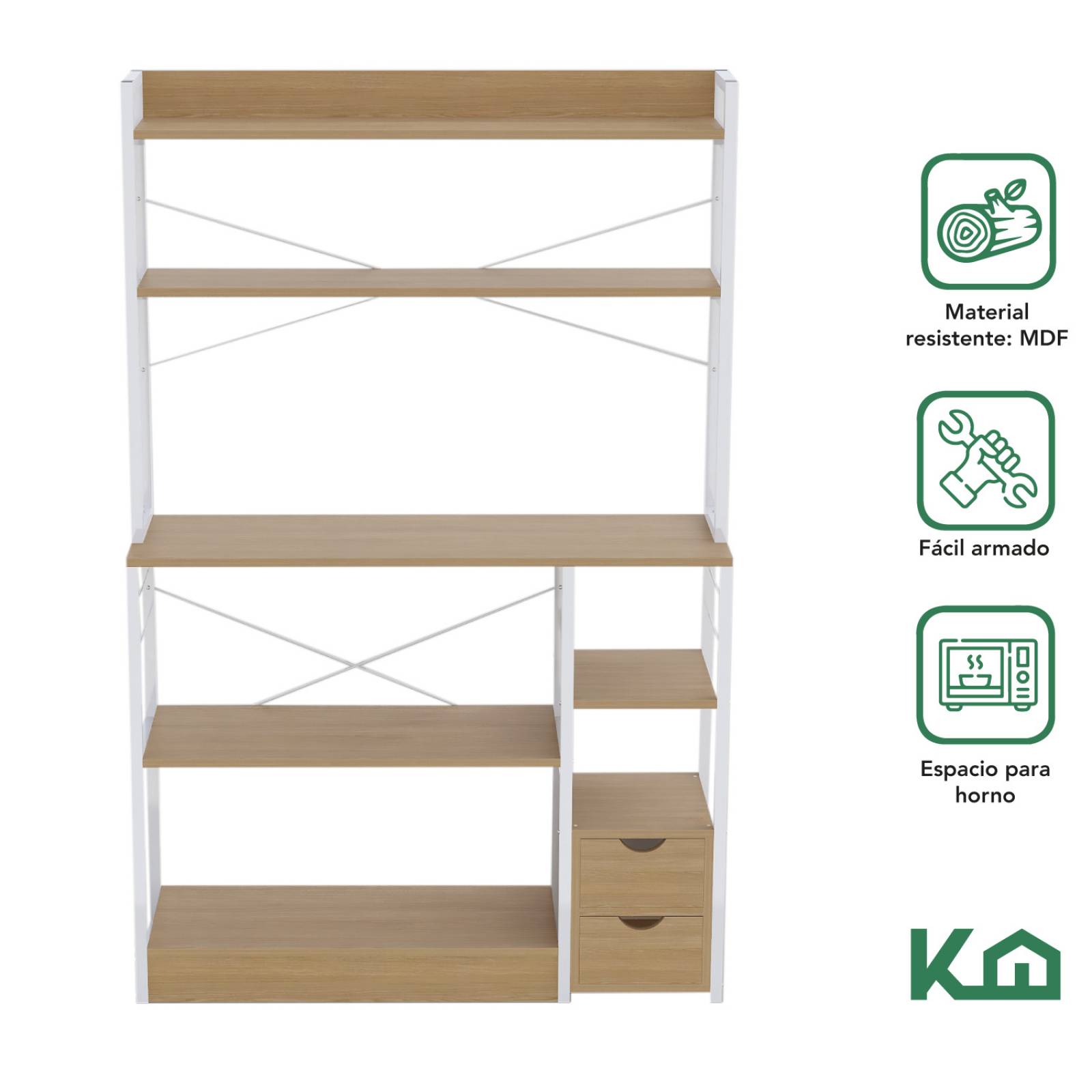 Rack Mueble Cocina Multiusos Repisas 2 Cajones Organizador 