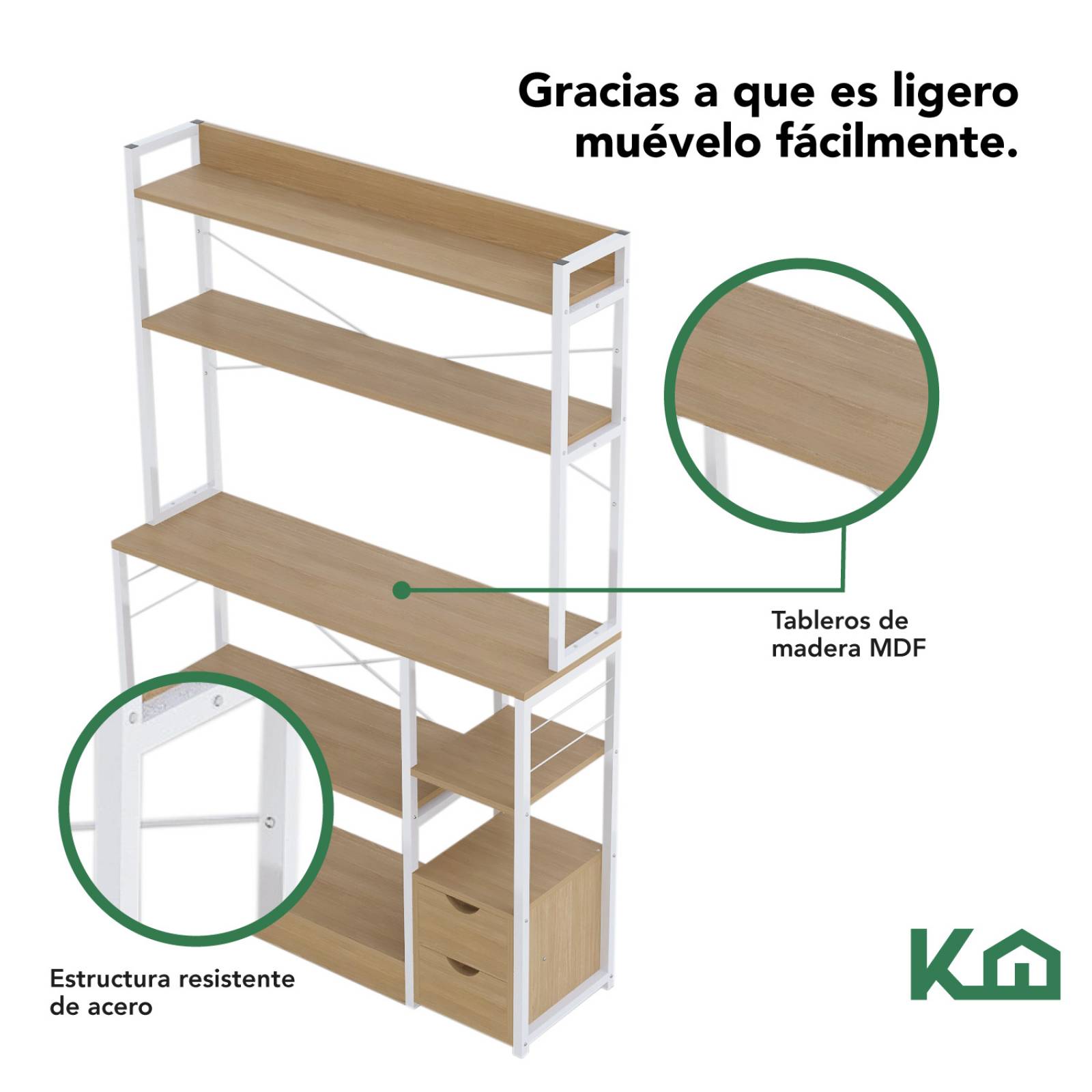 Rack Mueble Cocina Multiusos Repisas 2 Cajones Organizador 