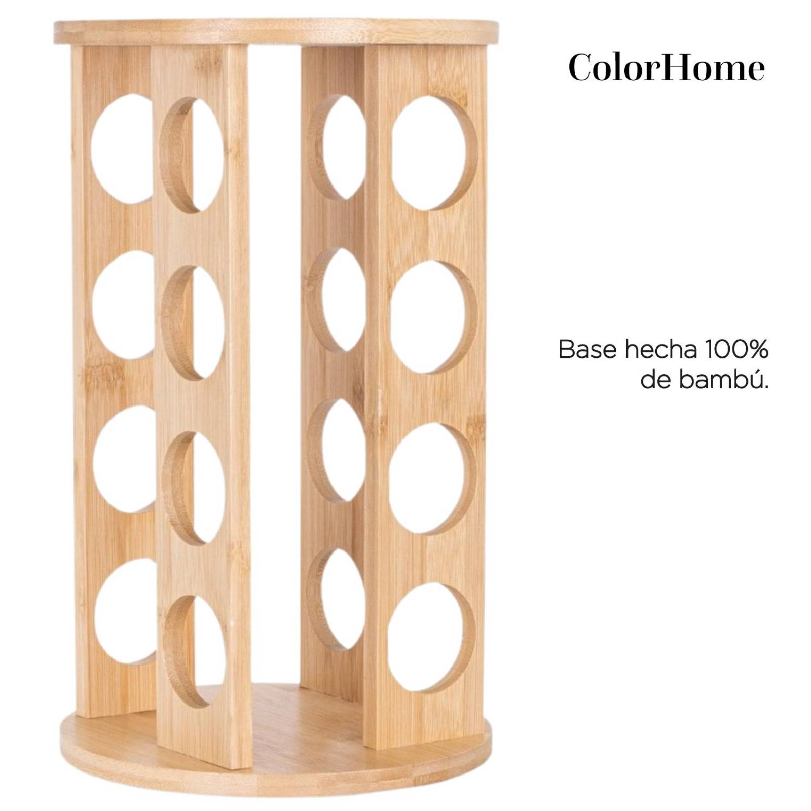 Especiero Moderno Giratorio Organizador de Bambu 16 Frascos 