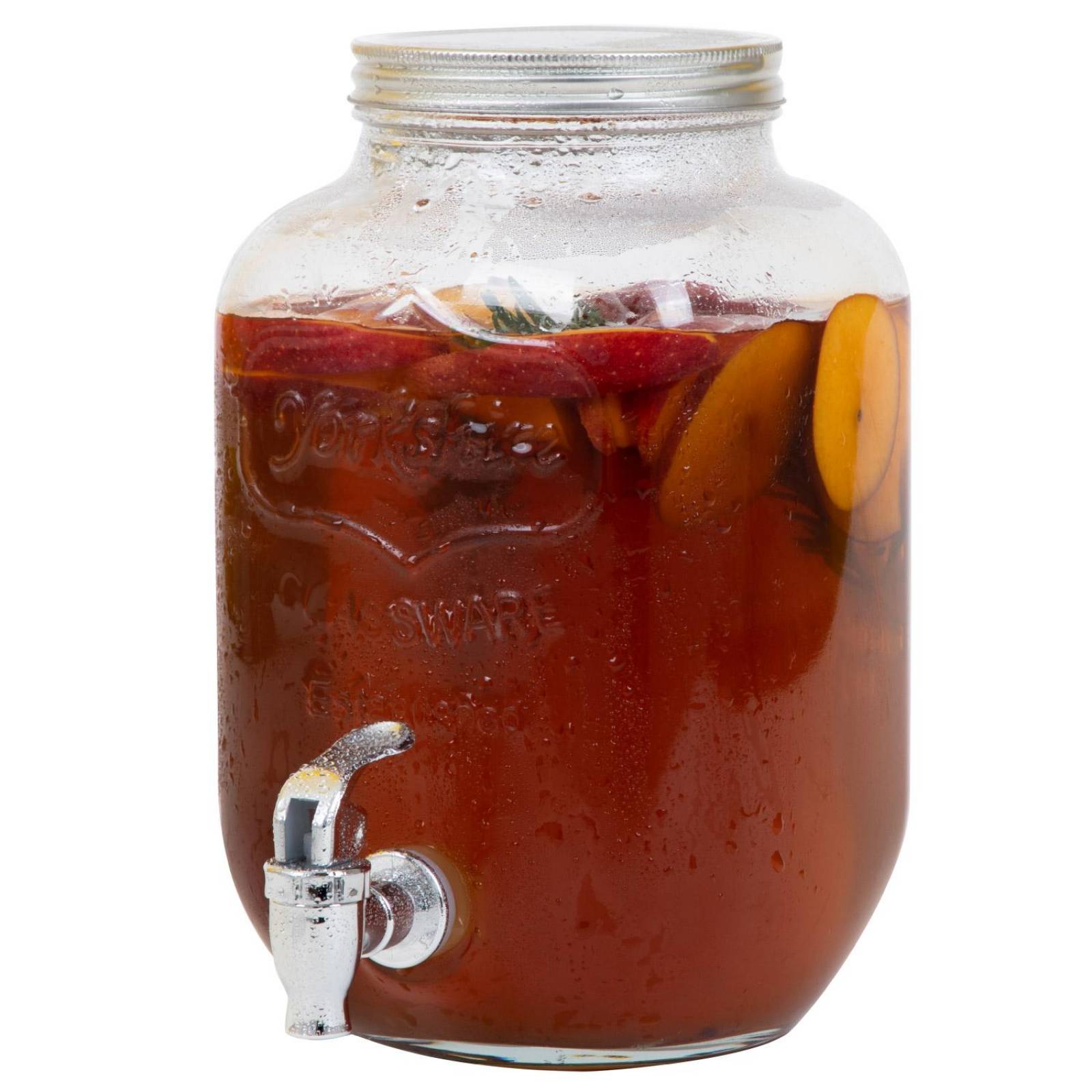 Dispensador De Líquidos Jar Cristal Con Tapa Metal 4 Litros 