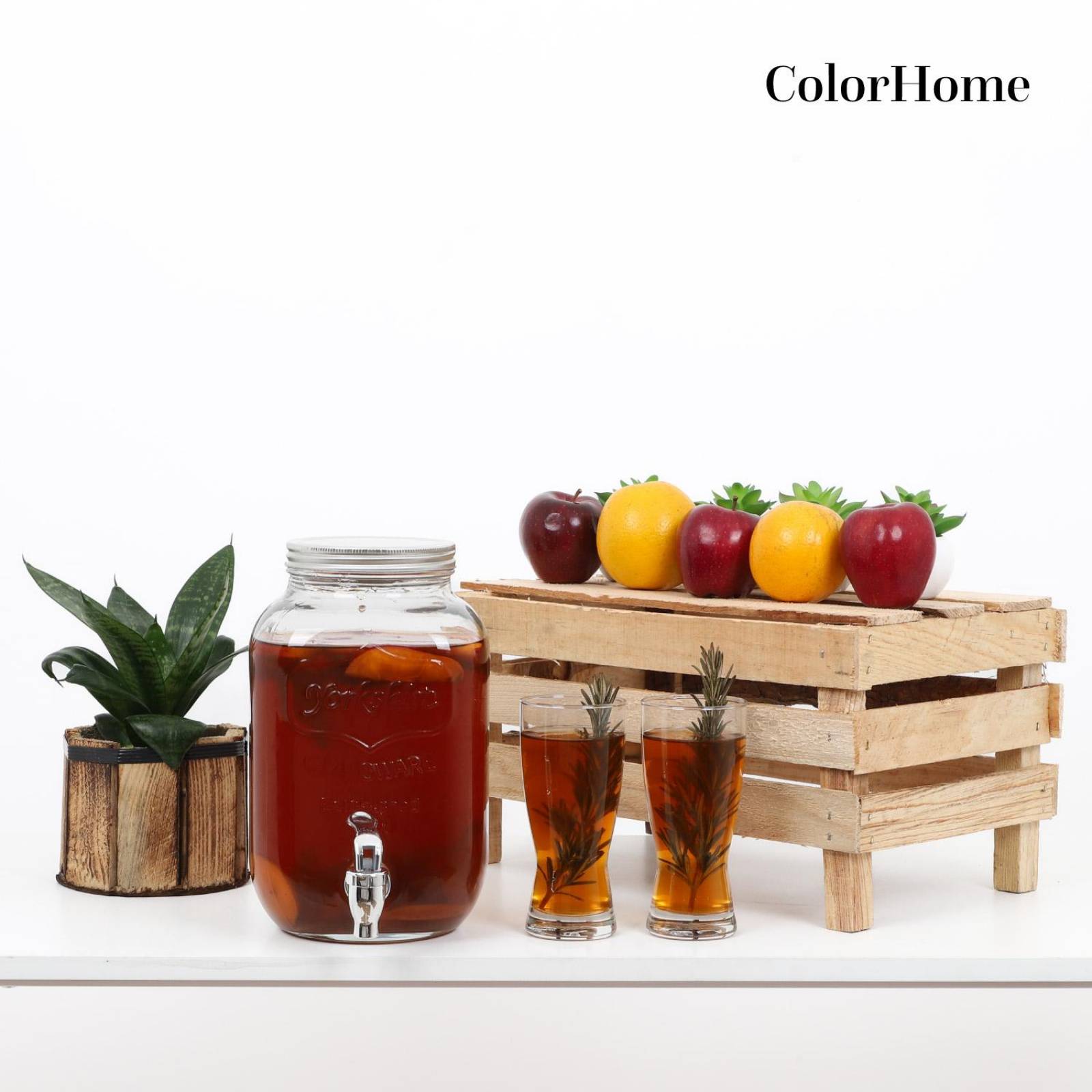 Dispensador De Líquidos Jar Cristal Con Tapa Metal 4 Litros 