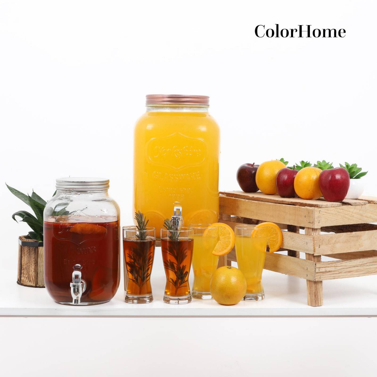 Dispensador De Líquidos Jar Cristal Con Tapa Metal 4 Litros 