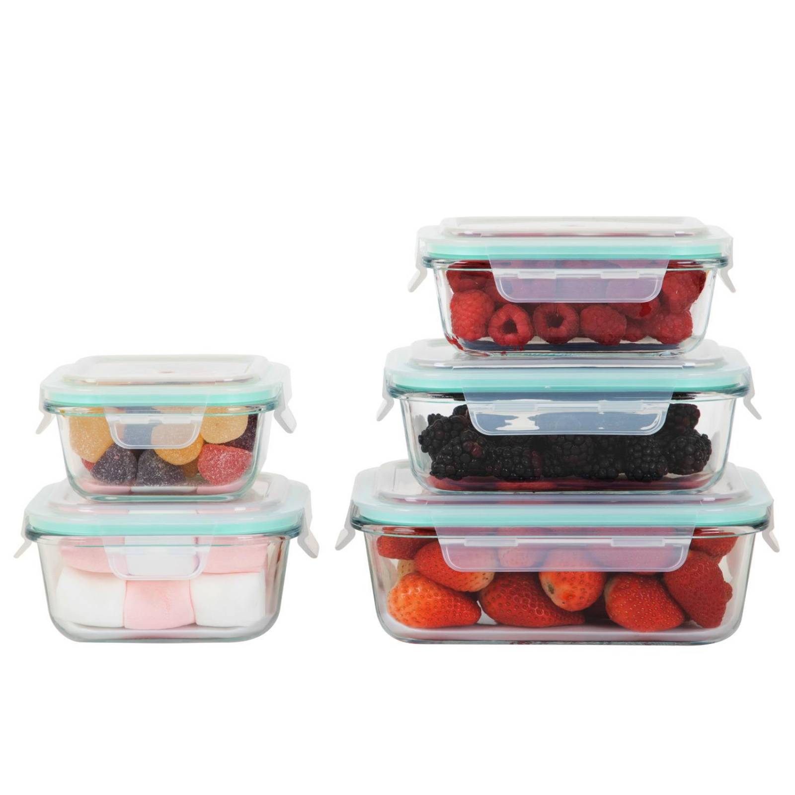 Juego de Contenedores Hermeticos Recipiente de Vidrio 5pzas 