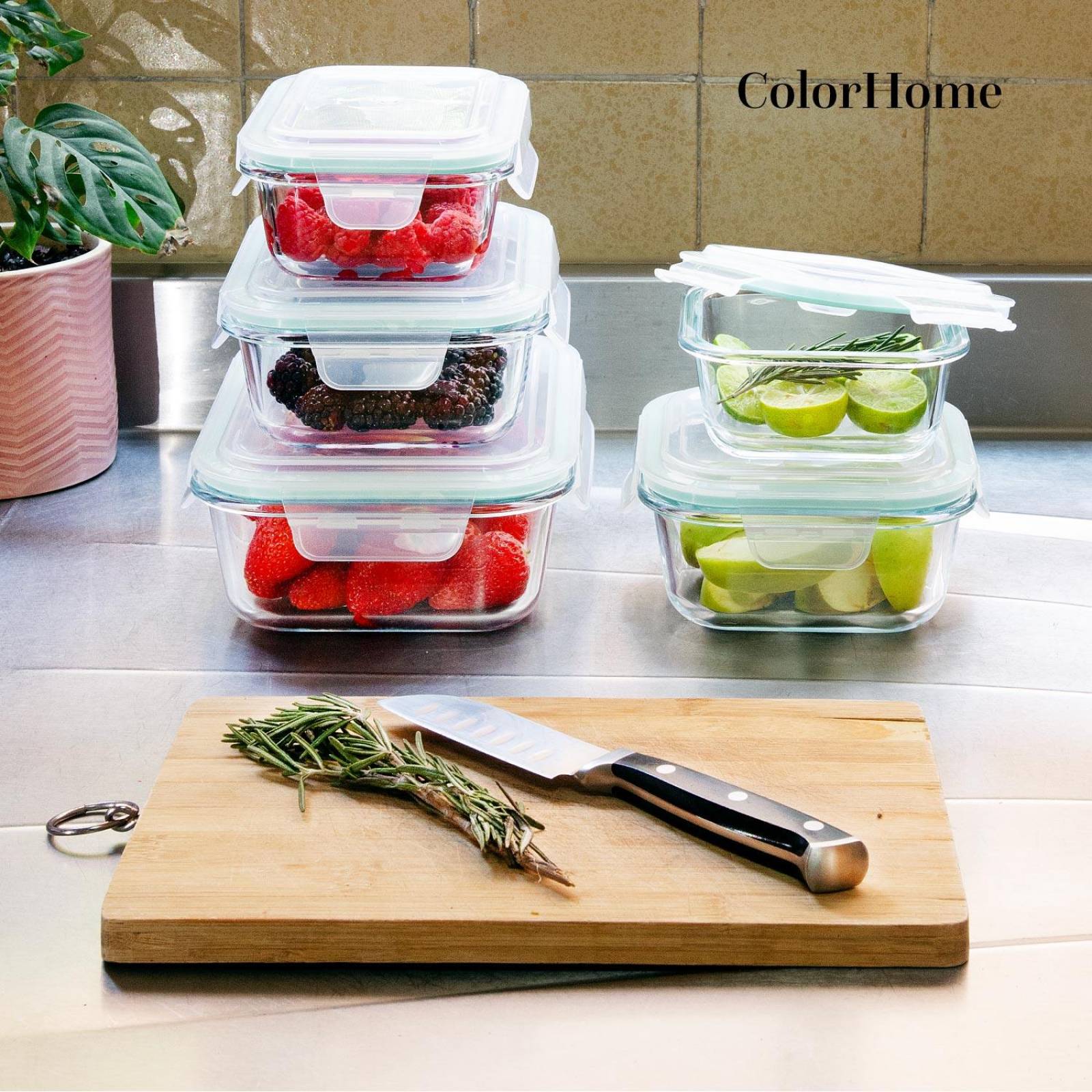 Juego de Contenedores Hermeticos Recipiente de Vidrio 5pzas 