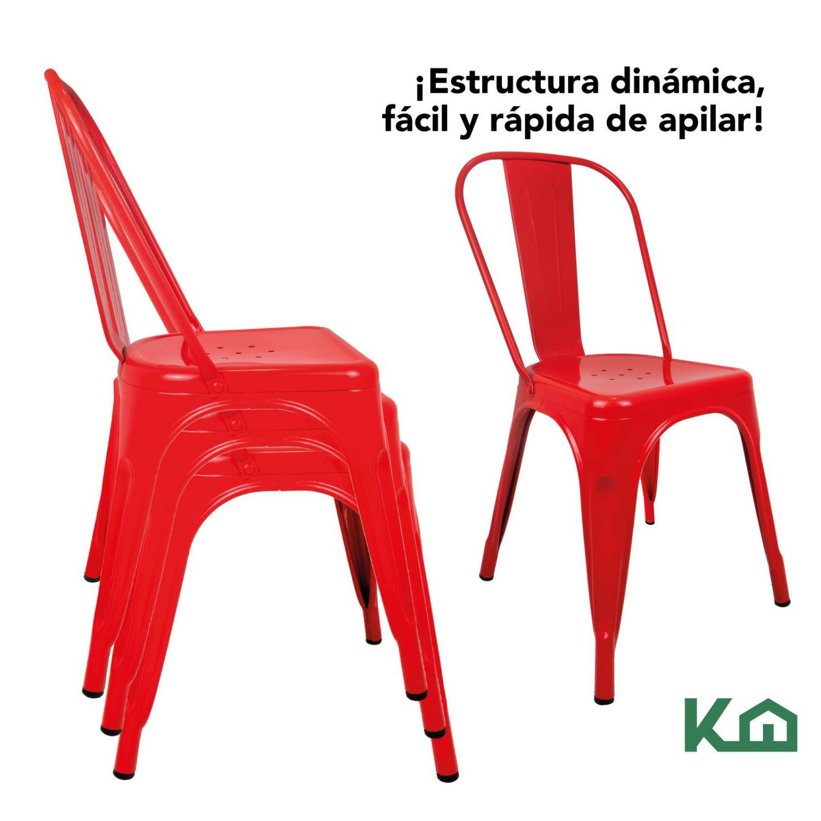 Silla Tolix De Metal Para Comedor Restaurante Minimalista Rojo