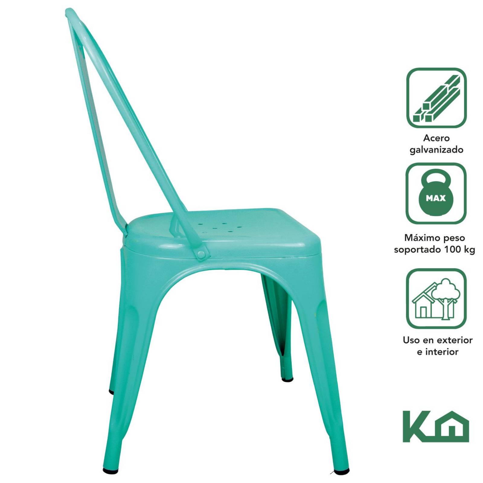 Silla Tolix De Metal Para Comedor Restaurante Minimalista Verde menta