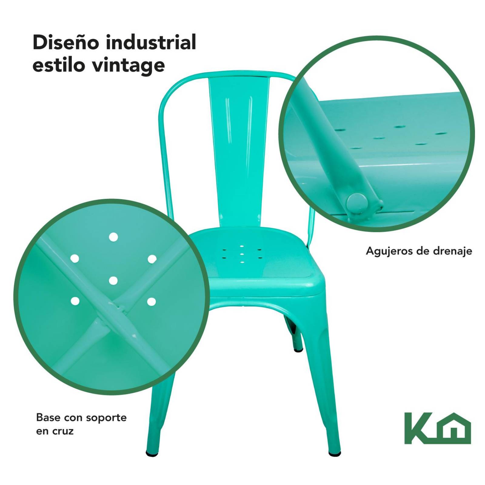 Silla Tolix De Metal Para Comedor Restaurante Minimalista Verde menta