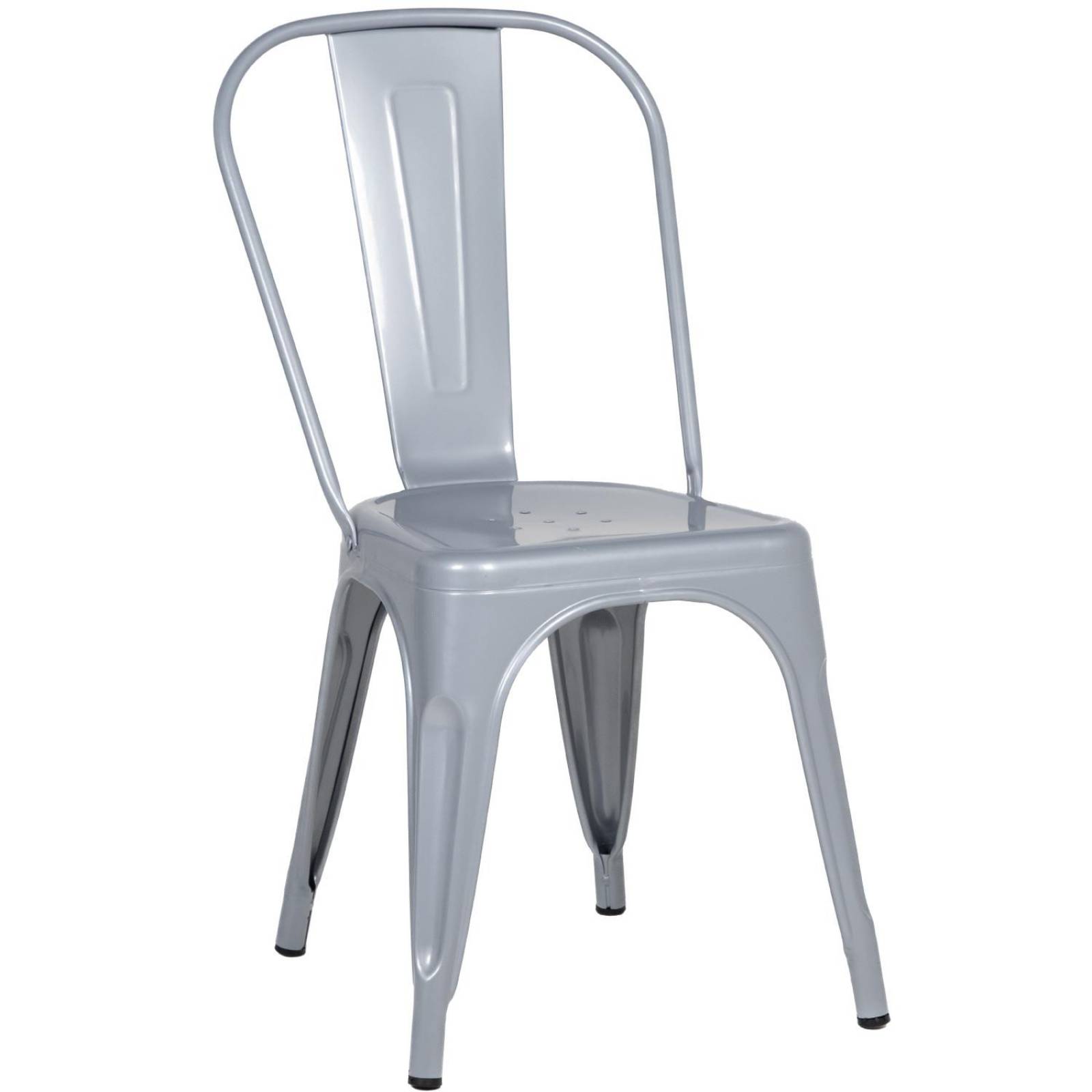 Silla Tolix De Metal Para Comedor Restaurante Minimalista Gris metalico