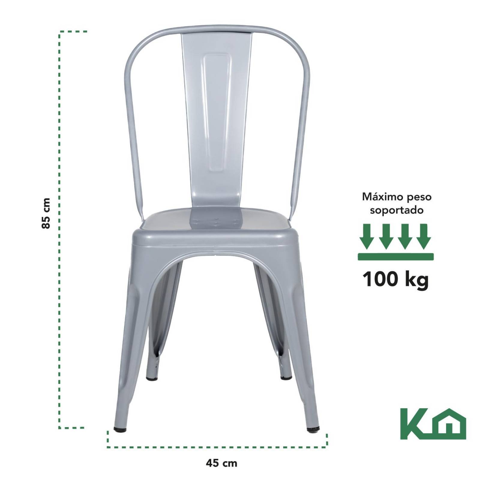 Silla Tolix De Metal Para Comedor Restaurante Minimalista Gris metalico