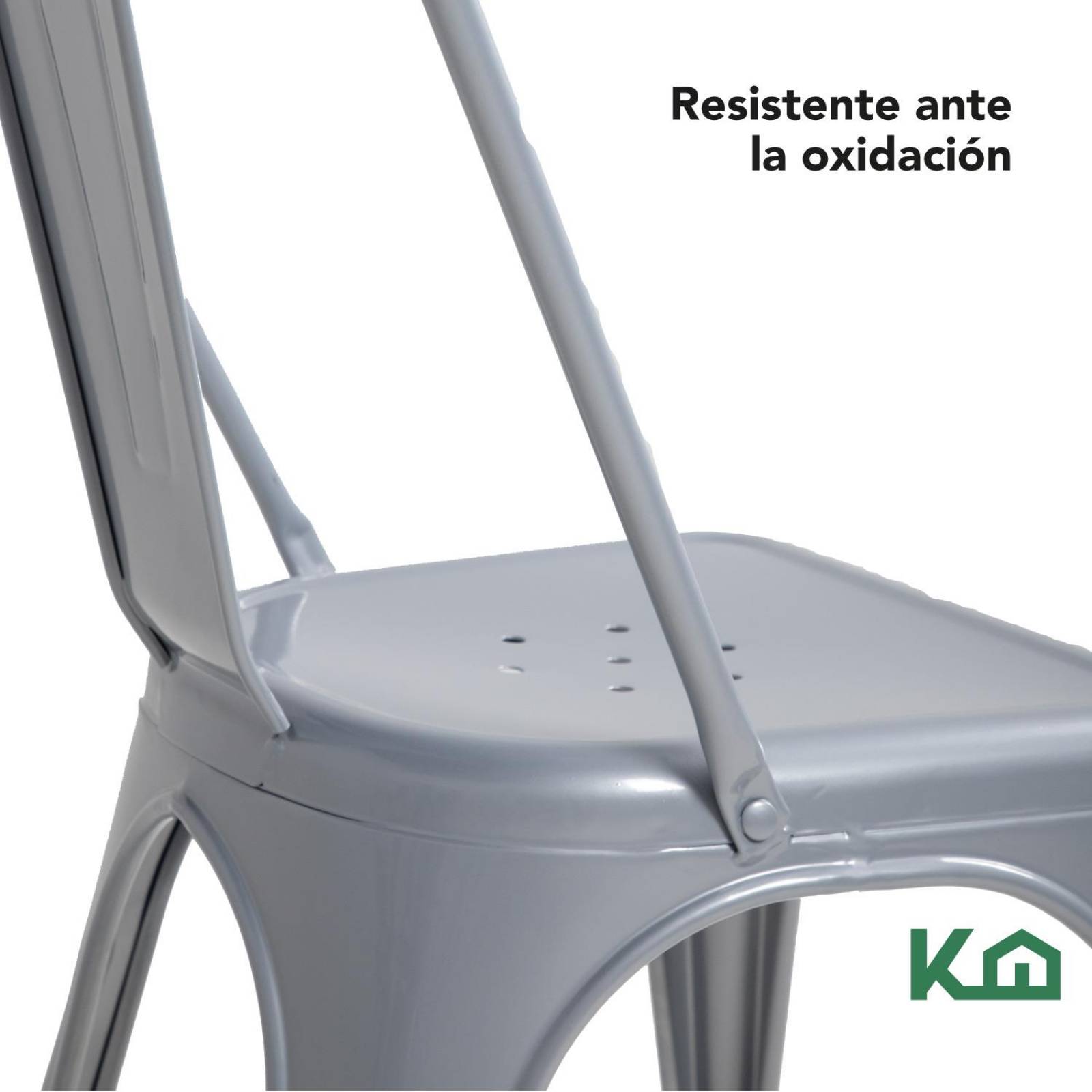 Silla Tolix De Metal Para Comedor Restaurante Minimalista Gris metalico