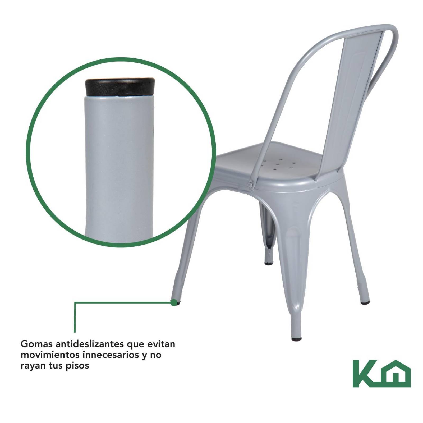 Silla Tolix De Metal Para Comedor Restaurante Minimalista Gris metalico
