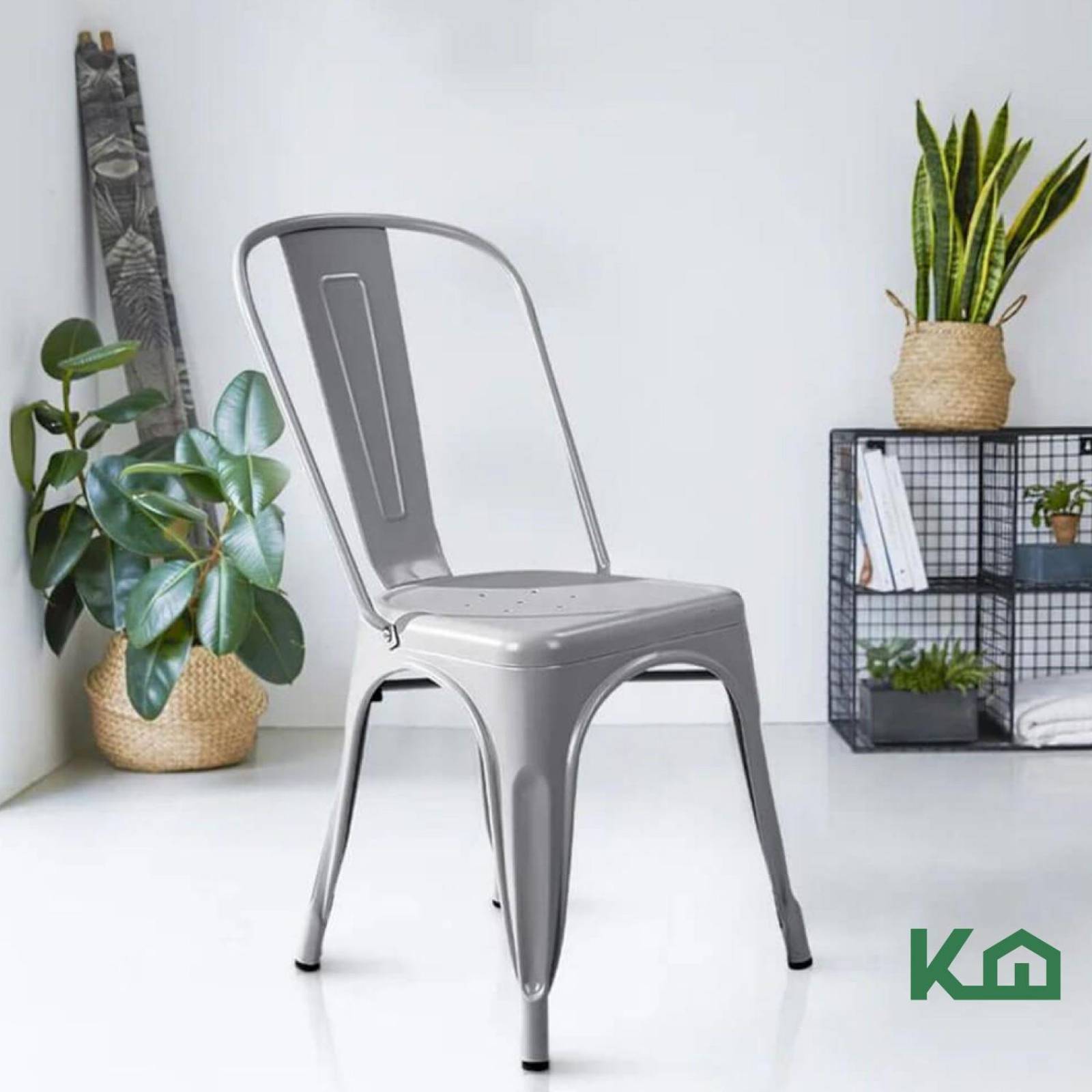 Silla Tolix De Metal Para Comedor Restaurante Minimalista Gris metalico
