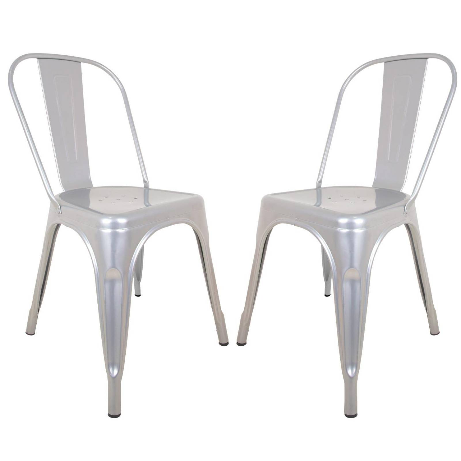 Silla Tolix Metal 2 Pzas Comedor Casa Restaurante Exterior Plata