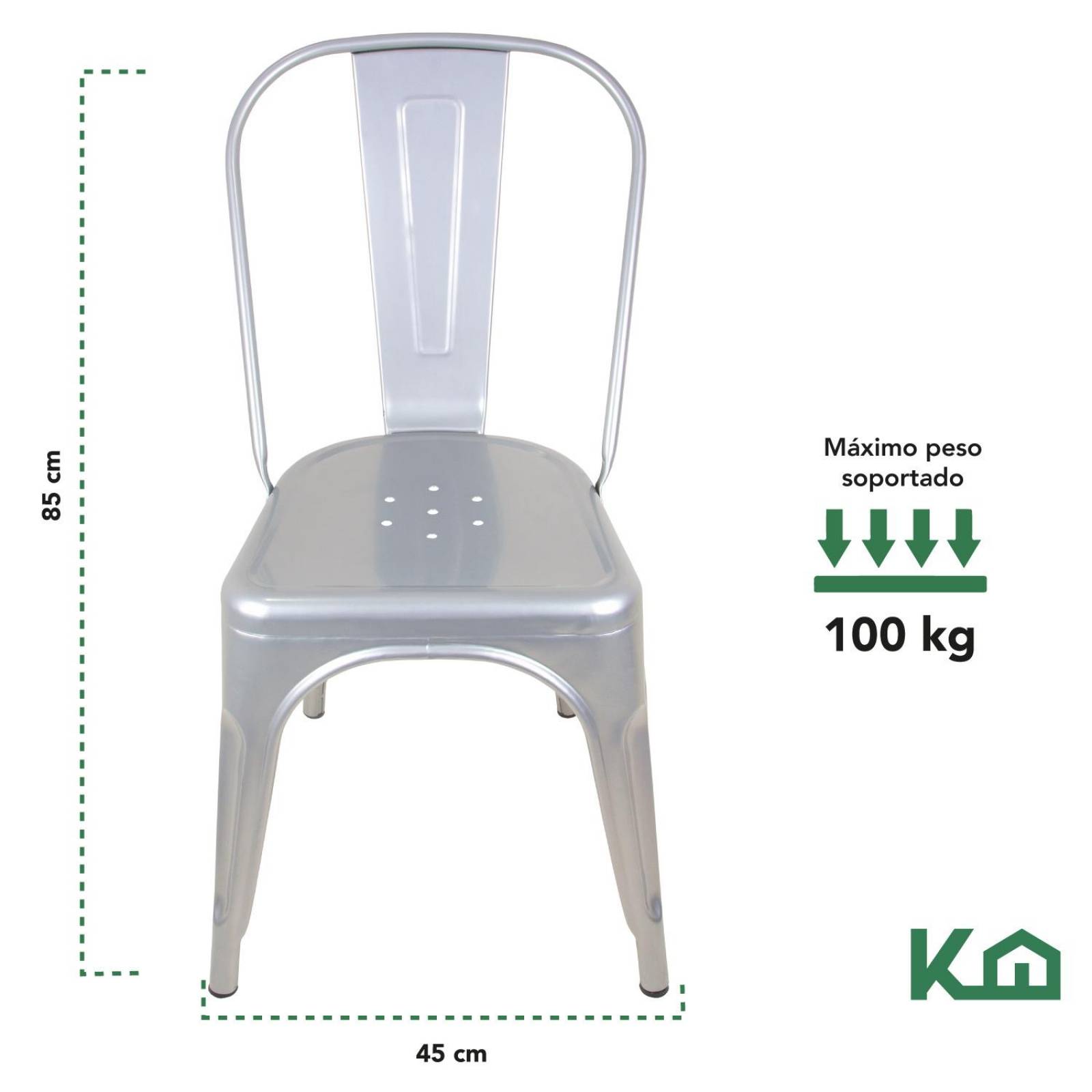 Silla Tolix Metal 2 Pzas Comedor Casa Restaurante Exterior Plata