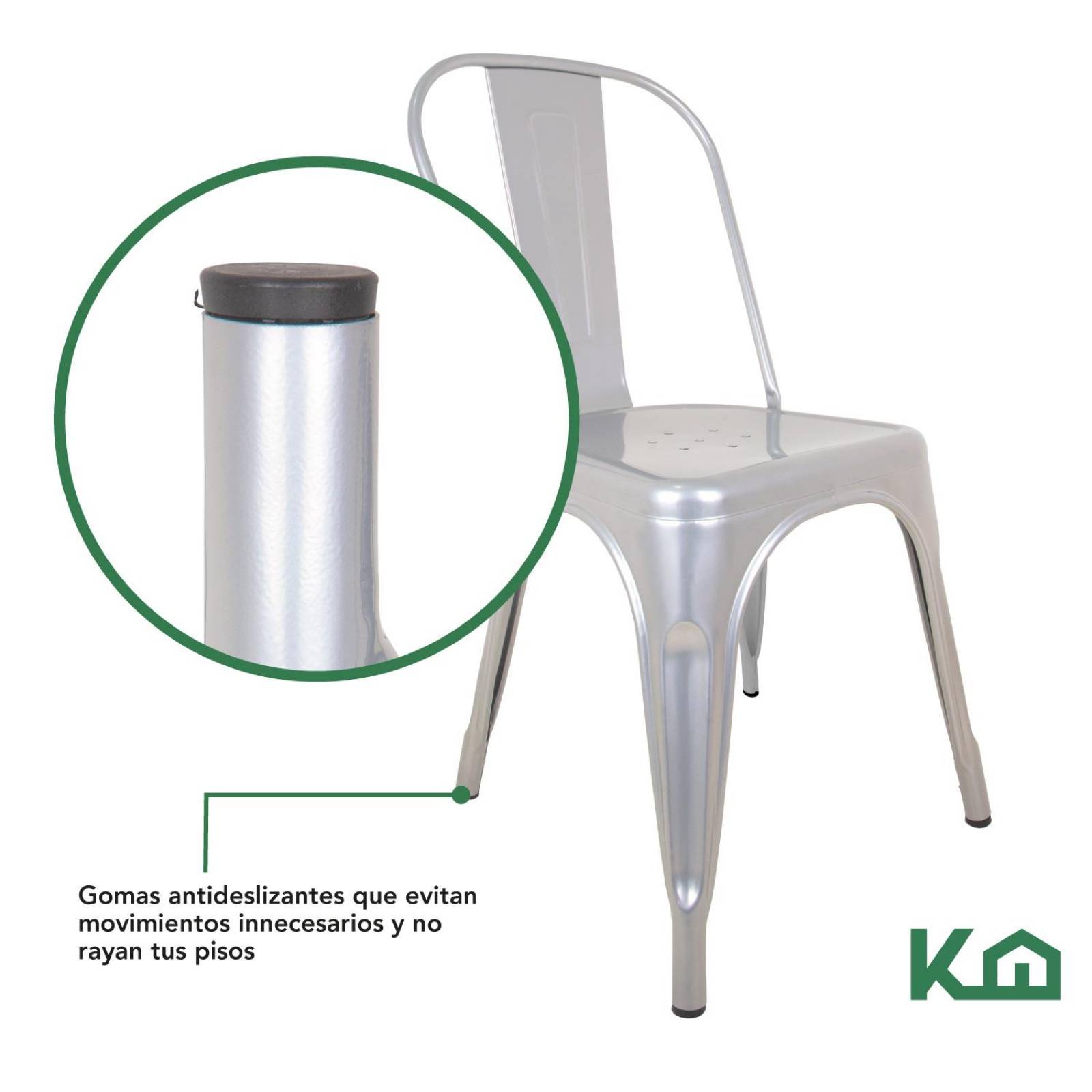 Silla Tolix Metal 2 Pzas Comedor Casa Restaurante Exterior Plata