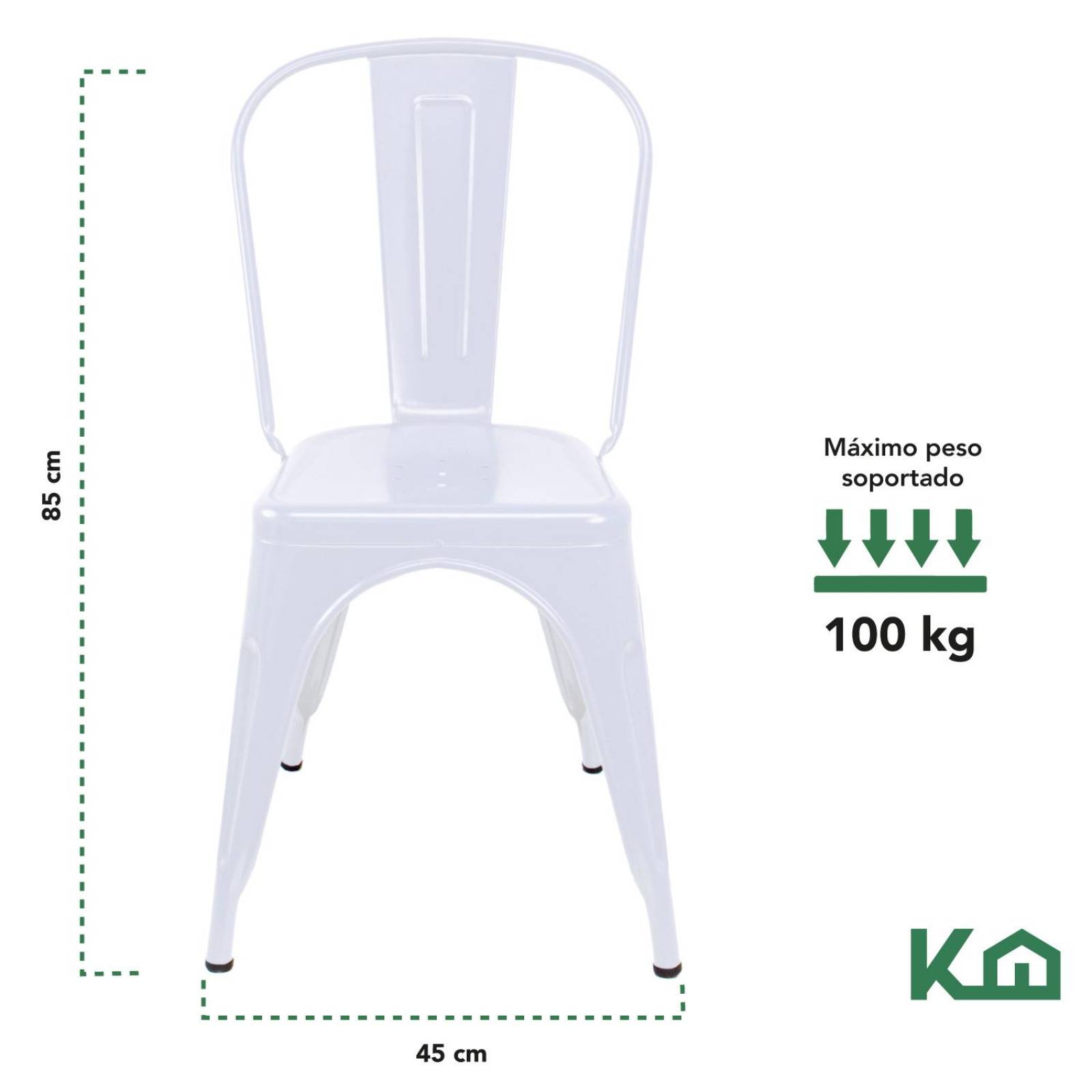 Silla Tolix Metal 4 Pzas Comedor Casa Restaurante Exterior Blanco