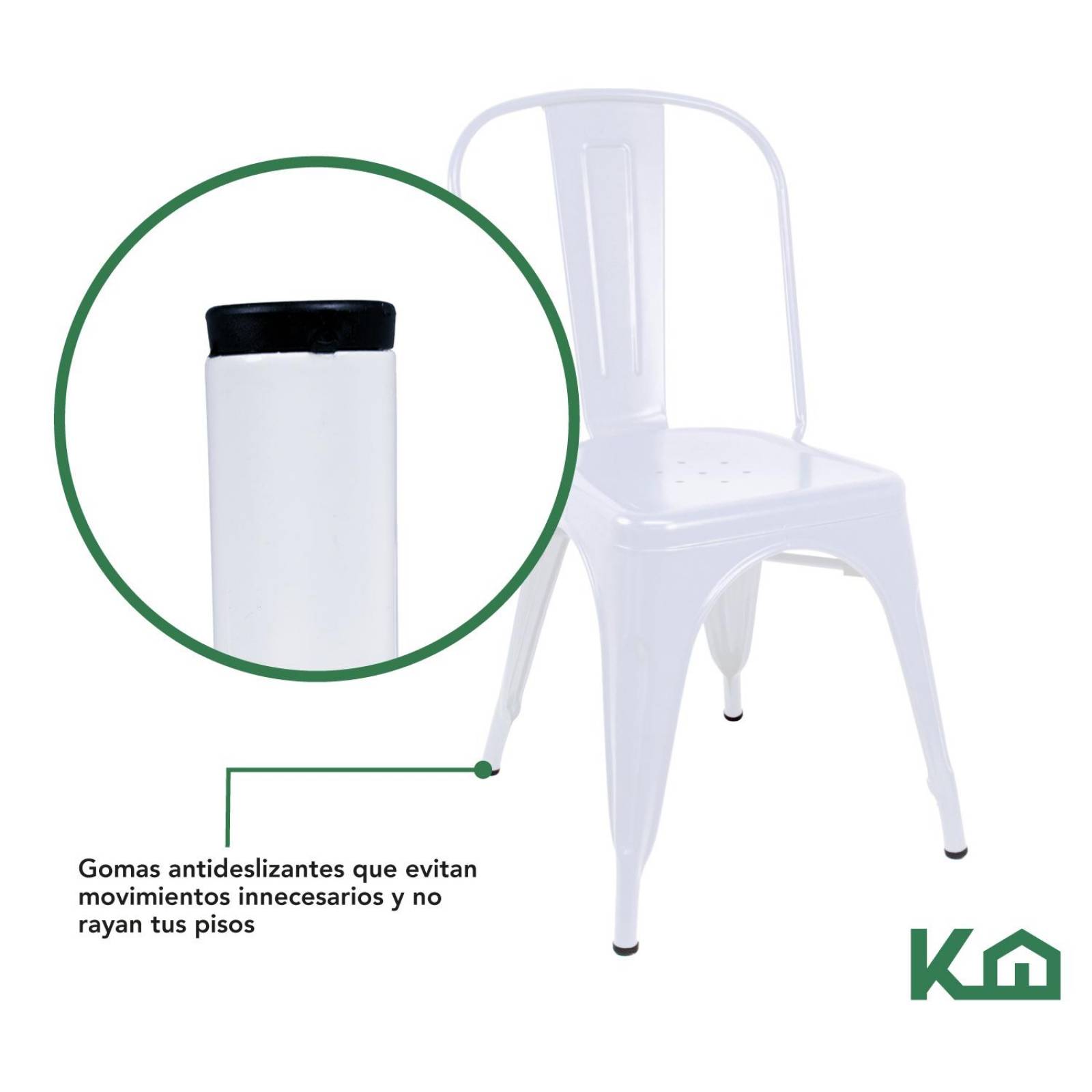 Silla Tolix Metal 4 Pzas Comedor Casa Restaurante Exterior Blanco