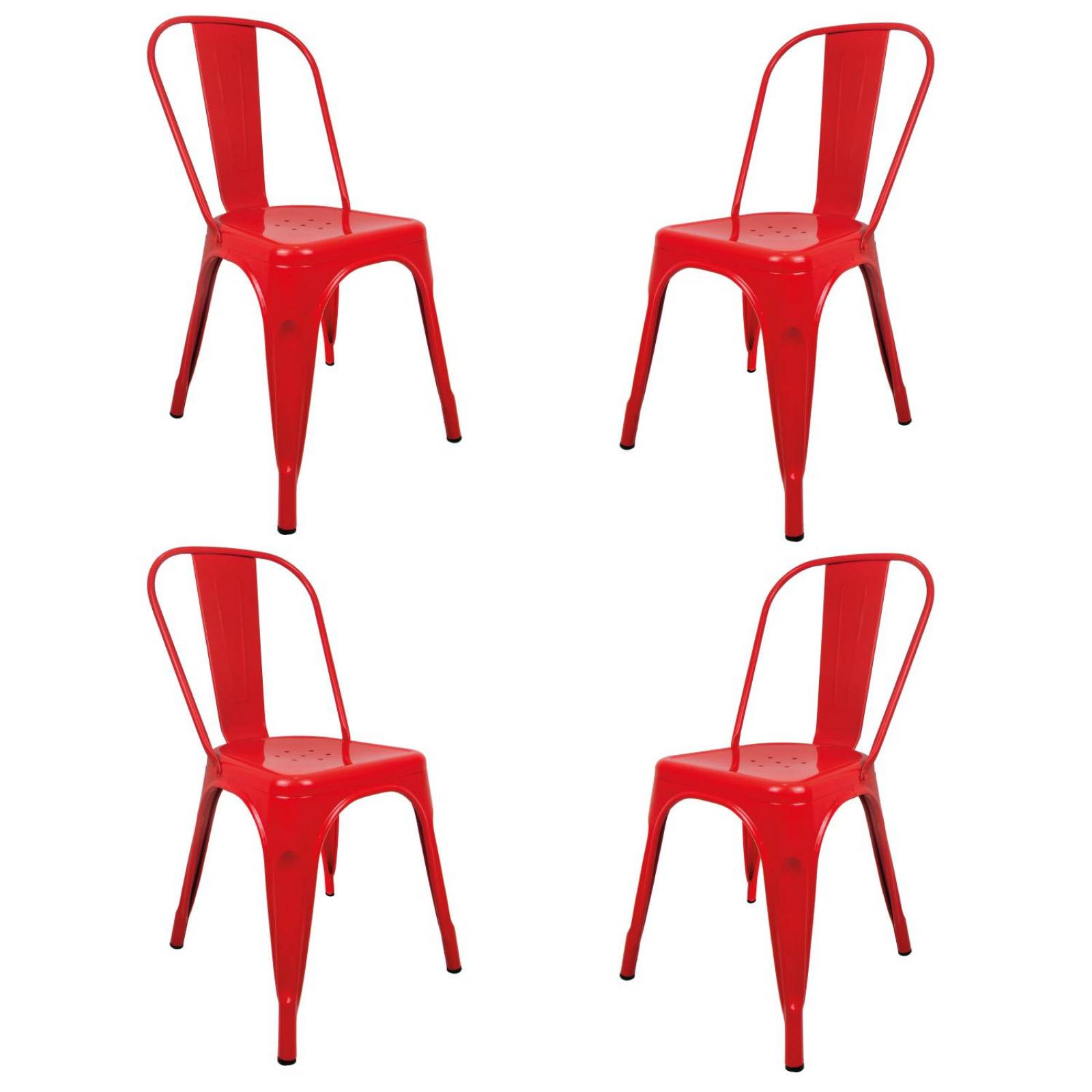 Silla Tolix Metal 4 Pzas Comedor Casa Restaurante Exterior Rojo