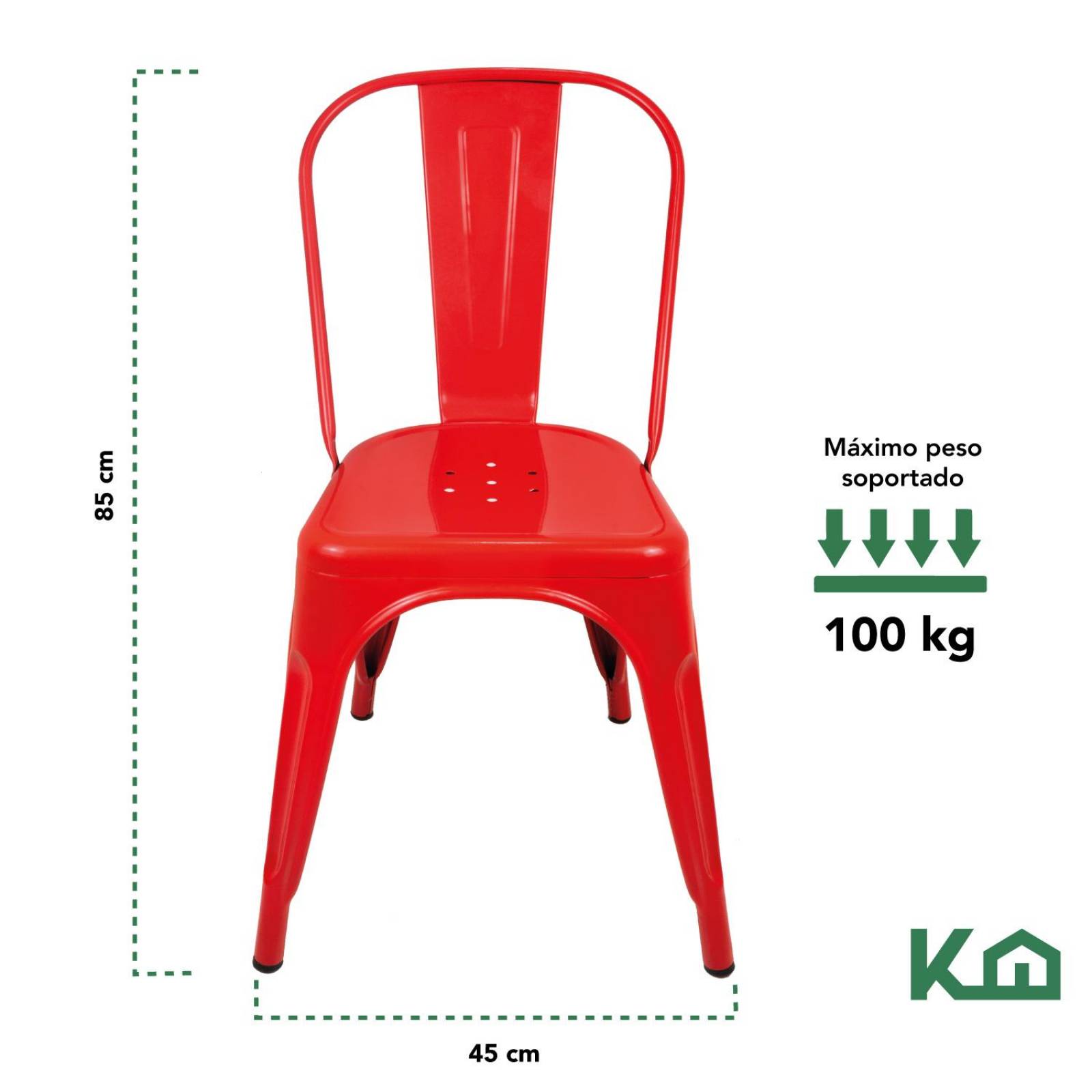 Silla Tolix Metal 4 Pzas Comedor Casa Restaurante Exterior Rojo