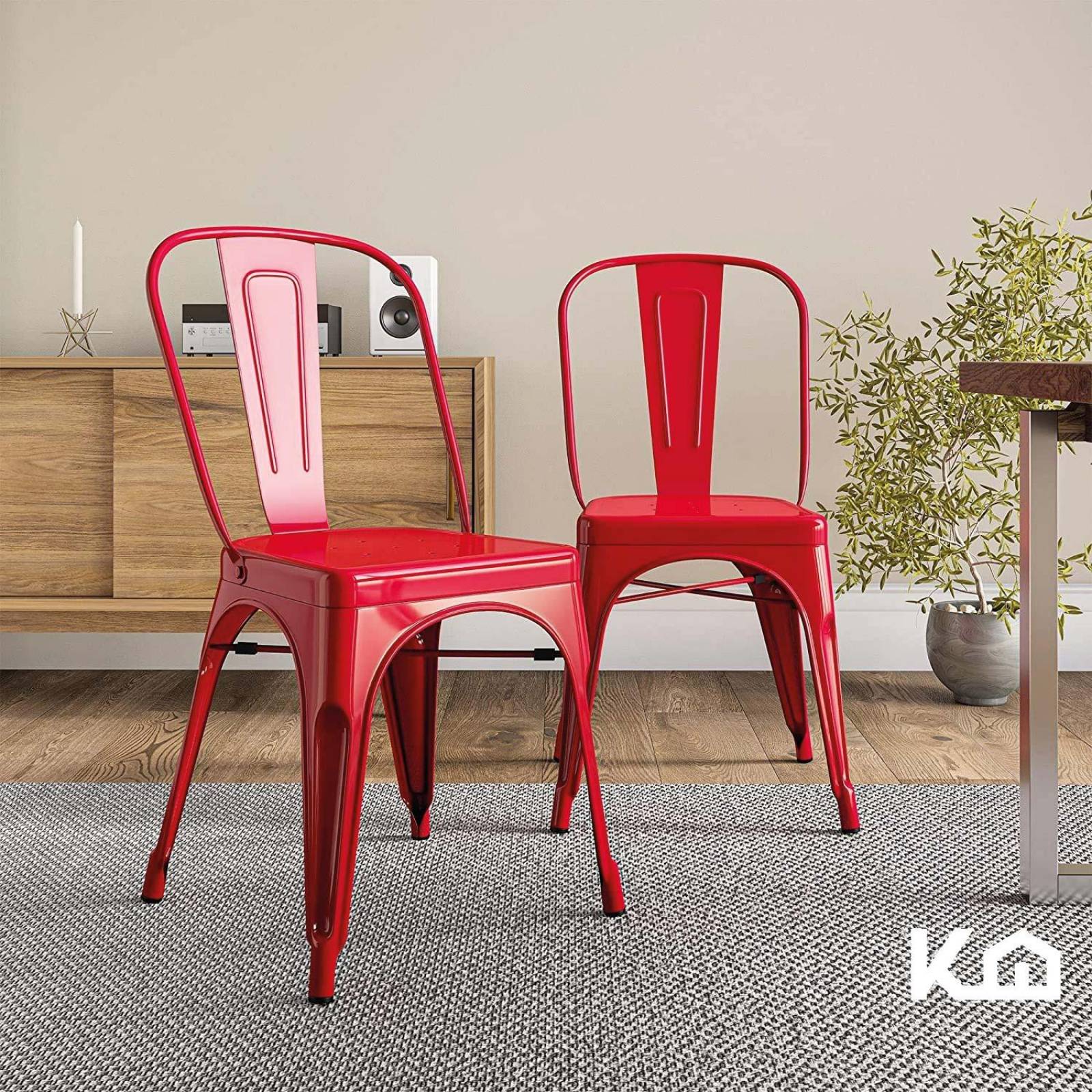 Silla Tolix Metal 4 Pzas Comedor Casa Restaurante Exterior Rojo