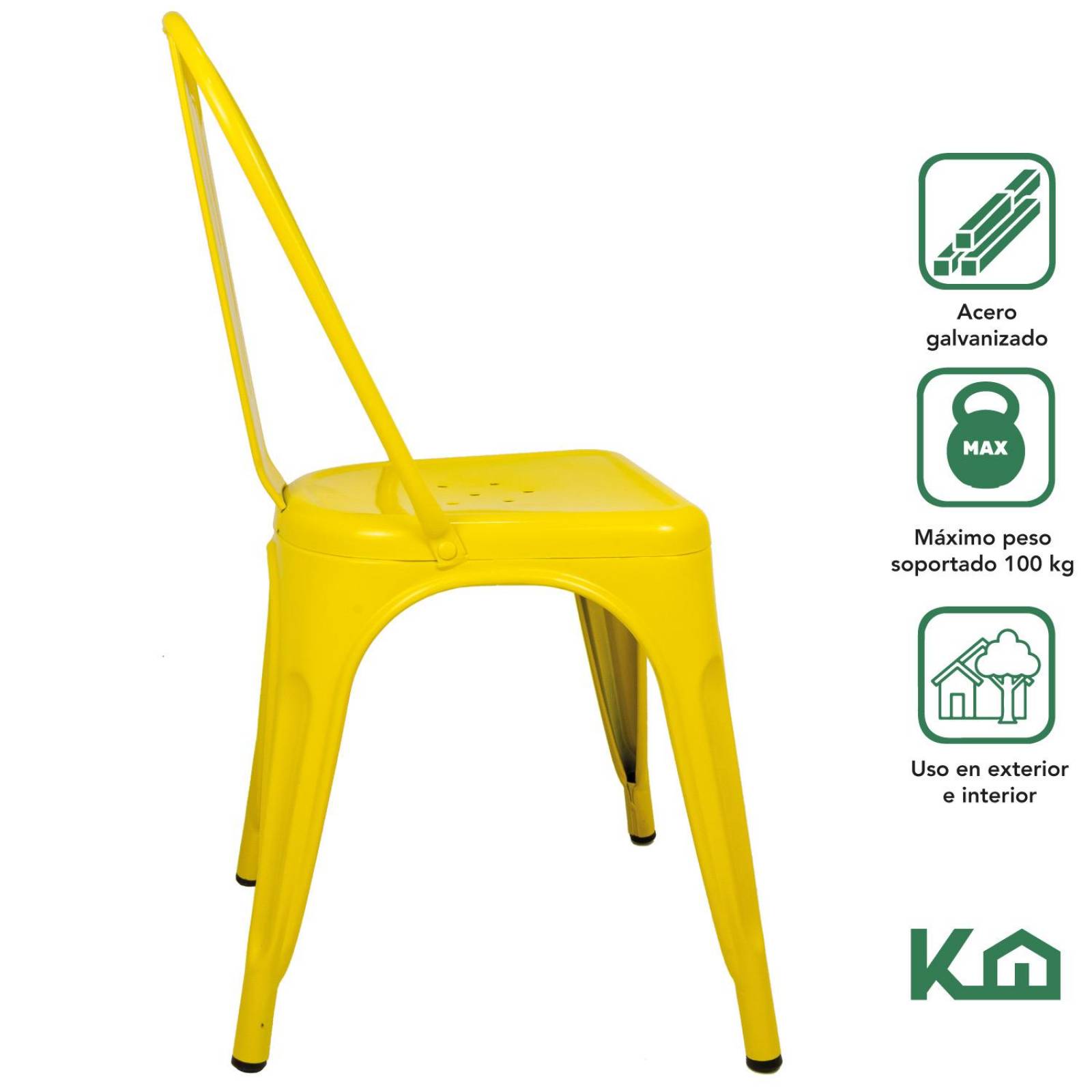 Silla Tolix Metal 4 Pzas Comedor Casa Restaurante Exterior Amarillo