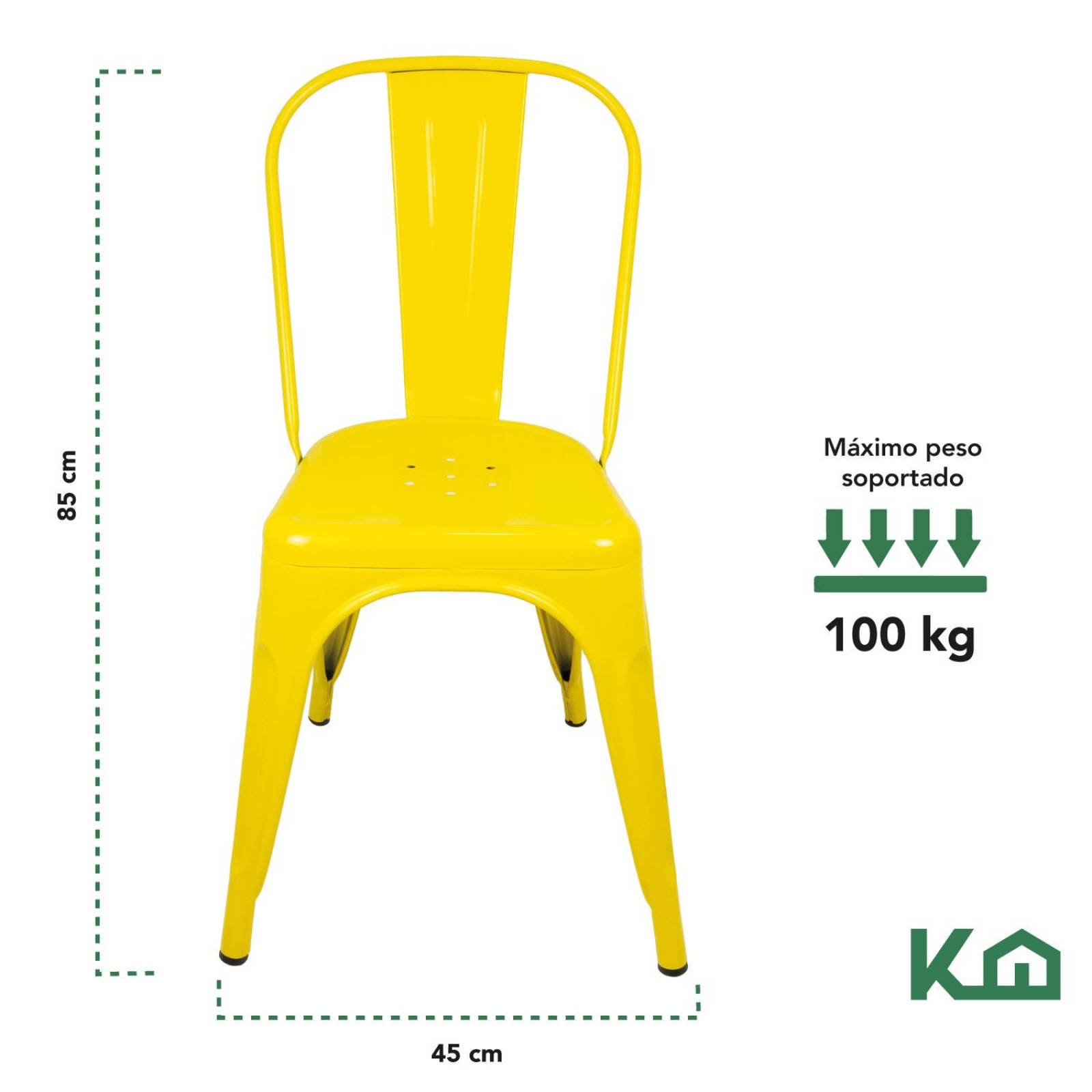Silla Tolix Metal 4 Pzas Comedor Casa Restaurante Exterior Amarillo