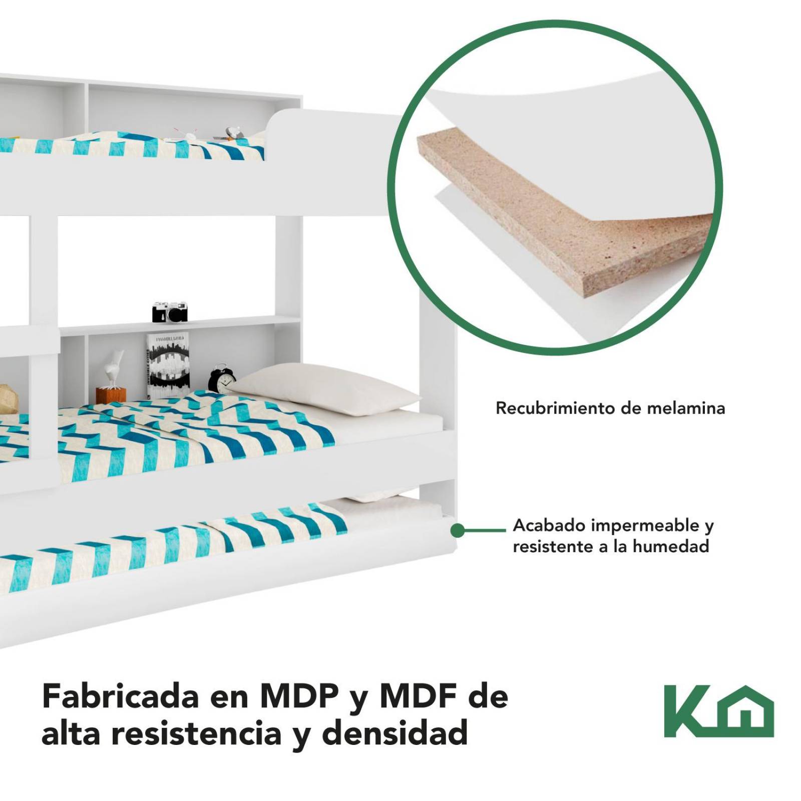 Litera Doble Individual + Cama Base Individual KingsHouse 