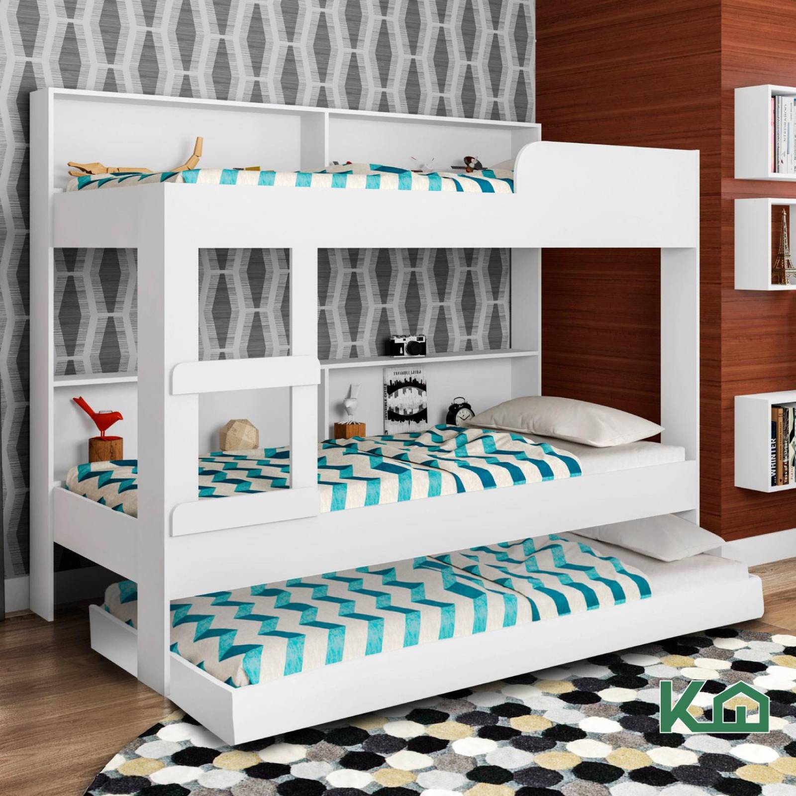 Litera Doble Individual + Cama Base Individual KingsHouse 