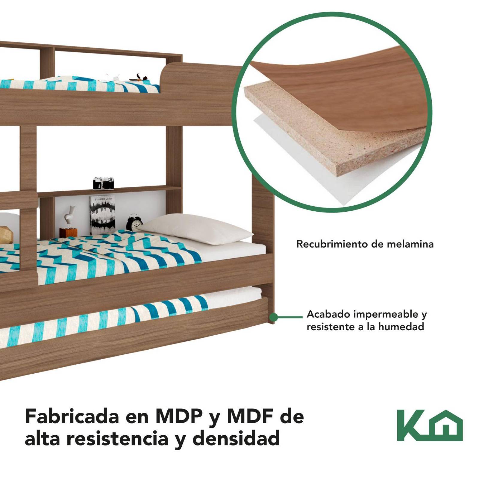 Litera Doble Individual + Base Cama Individual KingsHouse 