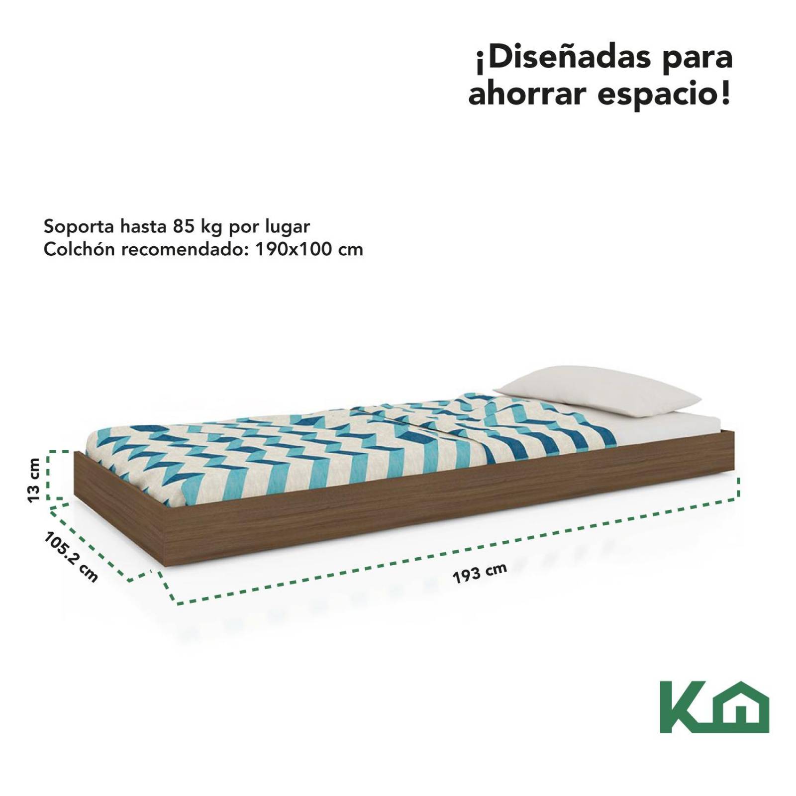 Litera Doble Individual + Base Cama Individual KingsHouse 