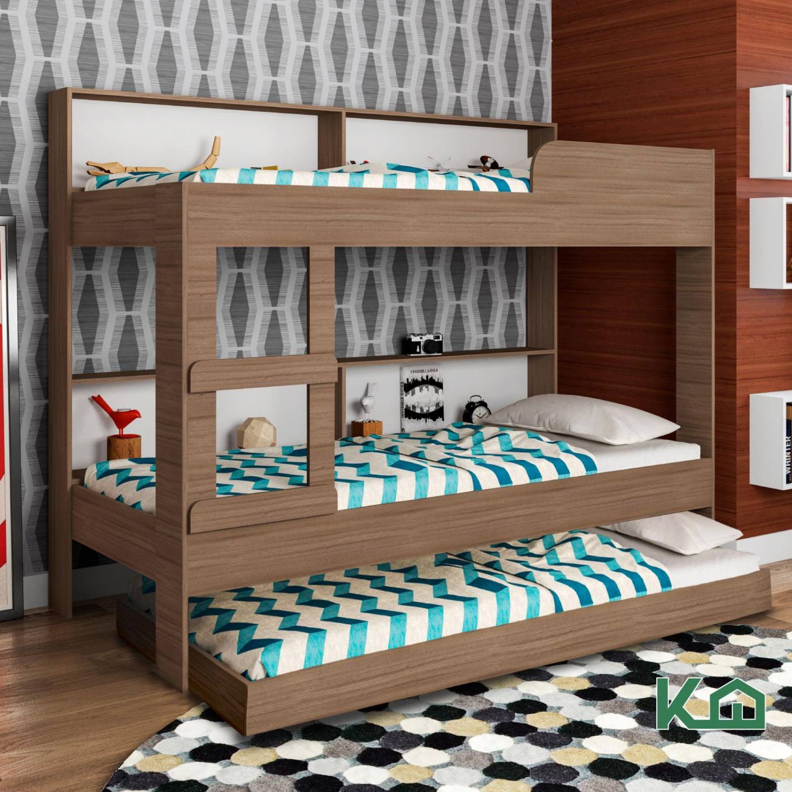 Litera Doble Individual + Base Cama Individual KingsHouse 