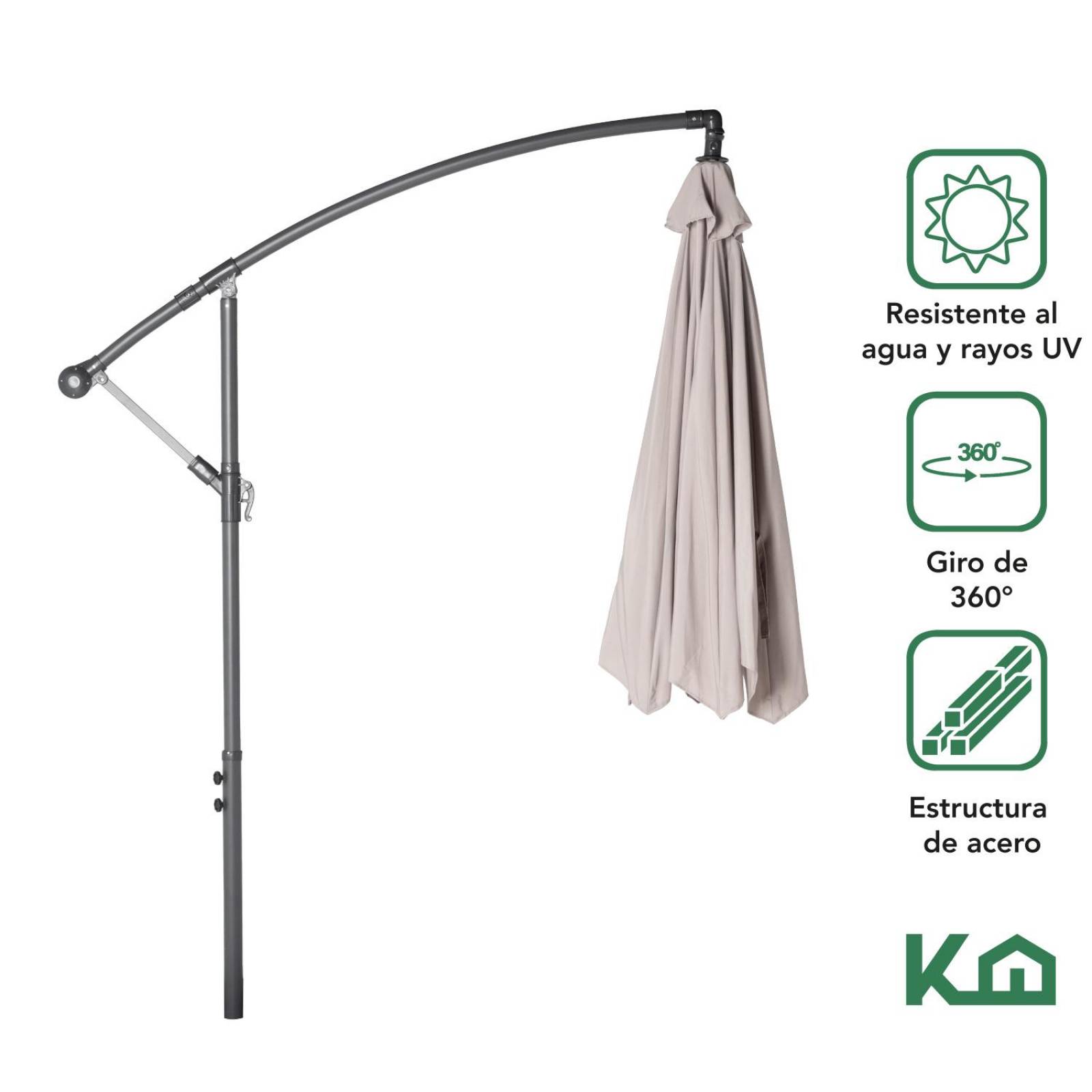 Sombrillas Para Jardin 3m Con Base Rellenable Agua 4 Piezas 