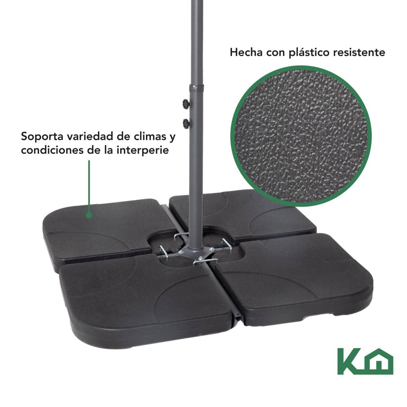 Sombrillas Para Jardin 3m Con Base Rellenable Agua 4 Piezas 