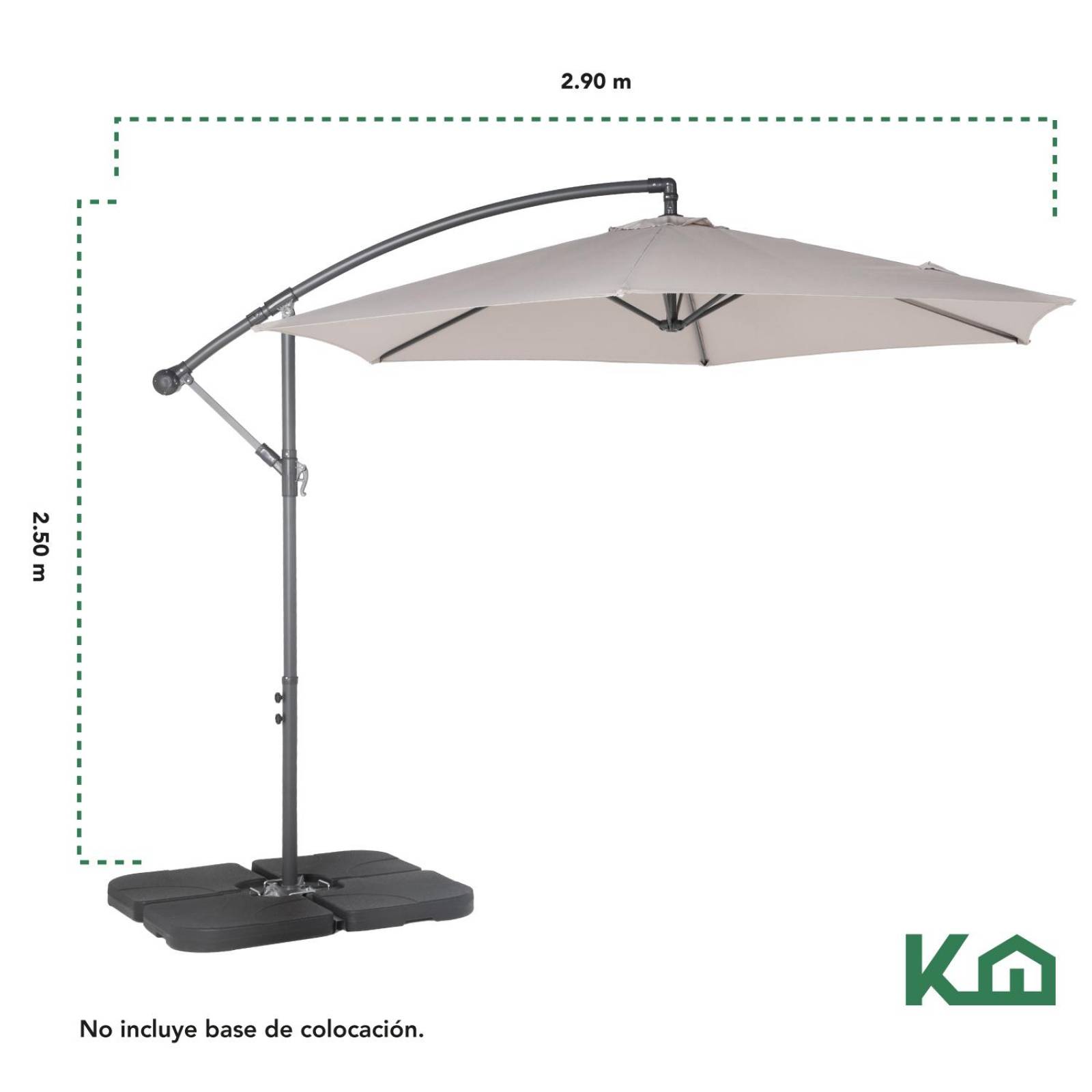 Sombrilla Para Jardin o Playa 3m Manivela Con Brazo Lateral 