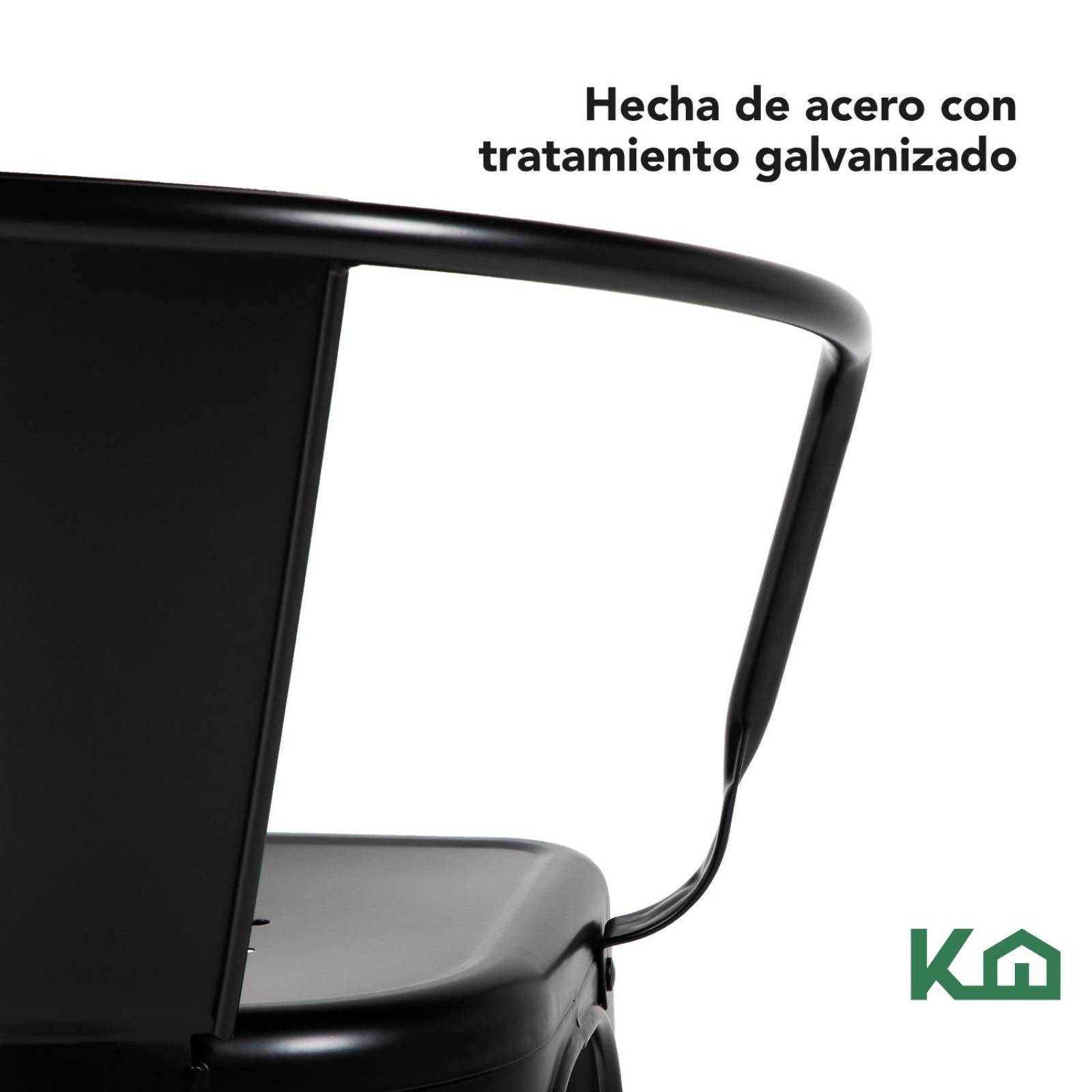 Silla Tolix Acero Metalica Con Descansabrazos Kingshouse Negro Color