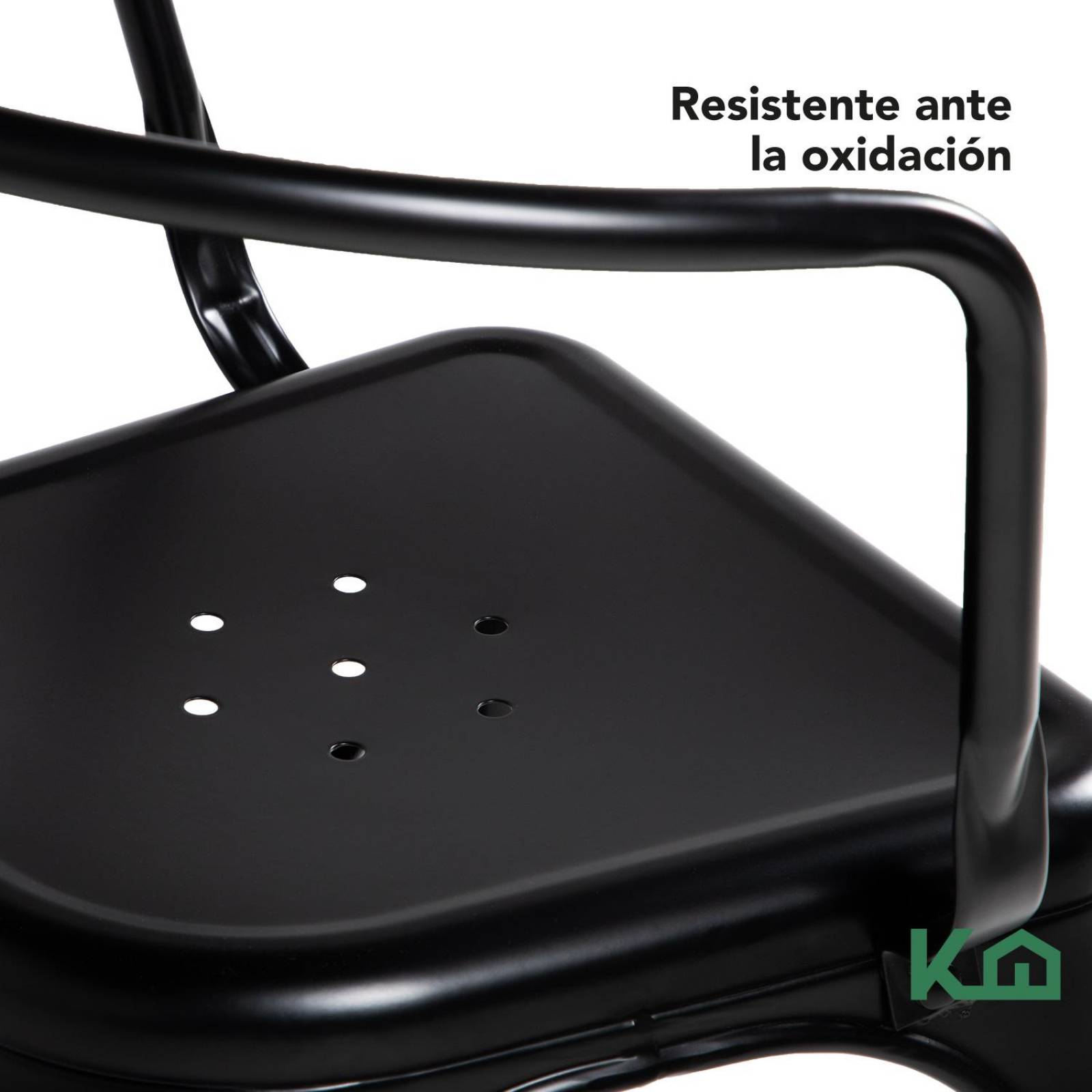 Silla Tolix Acero Metalica Con Descansabrazos Kingshouse Negro Color